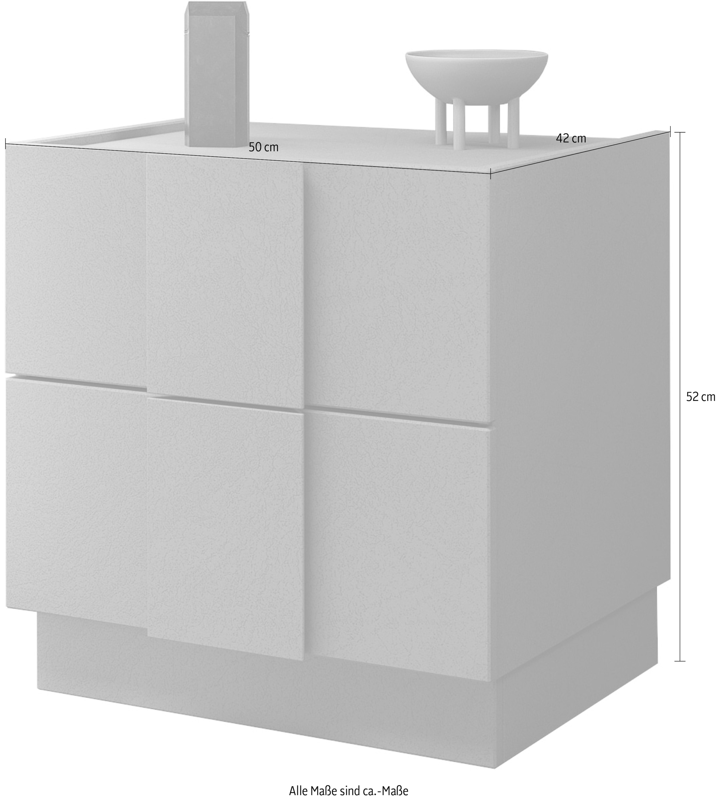 INOSIGN Nachtschrank »Jupiter, Nachtkommode (1-St), Nachttisch, Nachtkonsole, 2 Schubladen« 1 Stk. tlg. B/T/H 50/42/52 cm, moderne Griffblende, trendiges Steingrau, kompakt