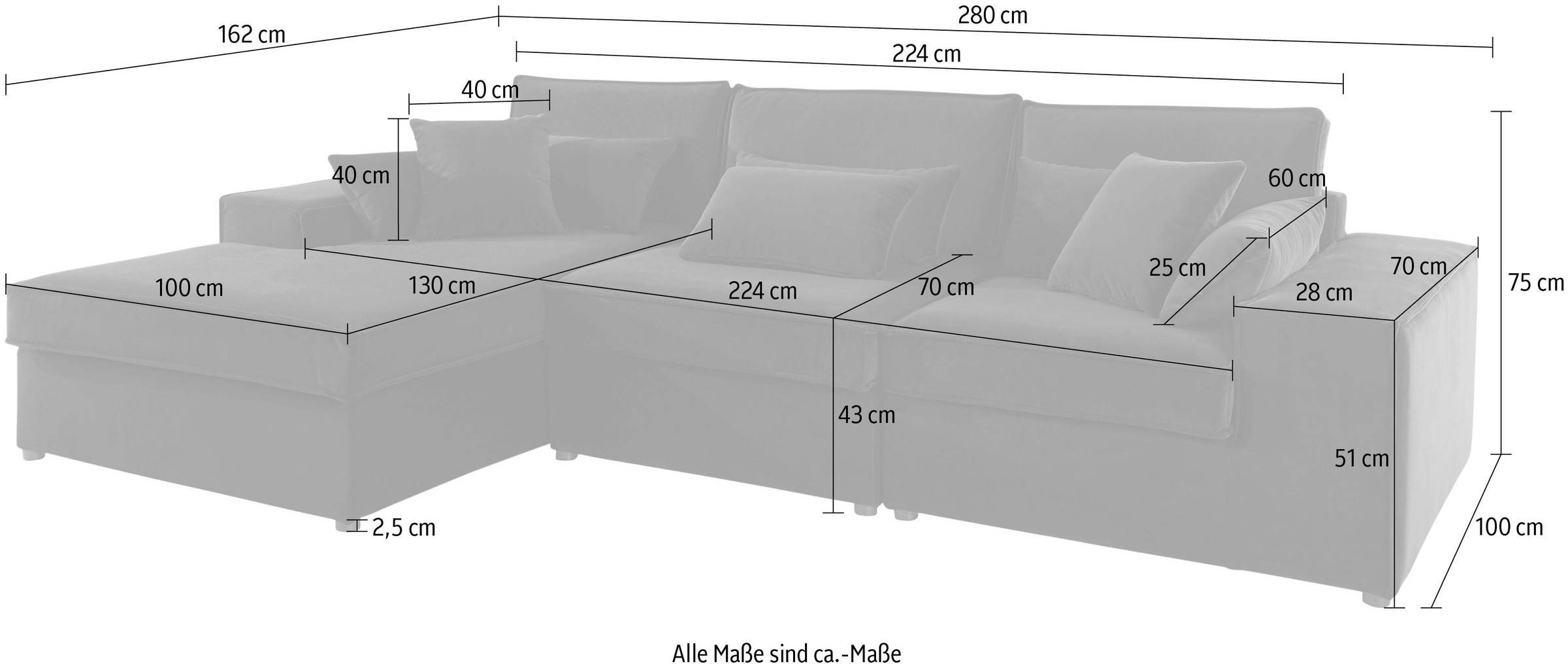 OTTO home Ecksofa »Florid L-Form« 3 Teile, bestehend aus Modulen, viele Bezugsqualitäten, auch in Cord