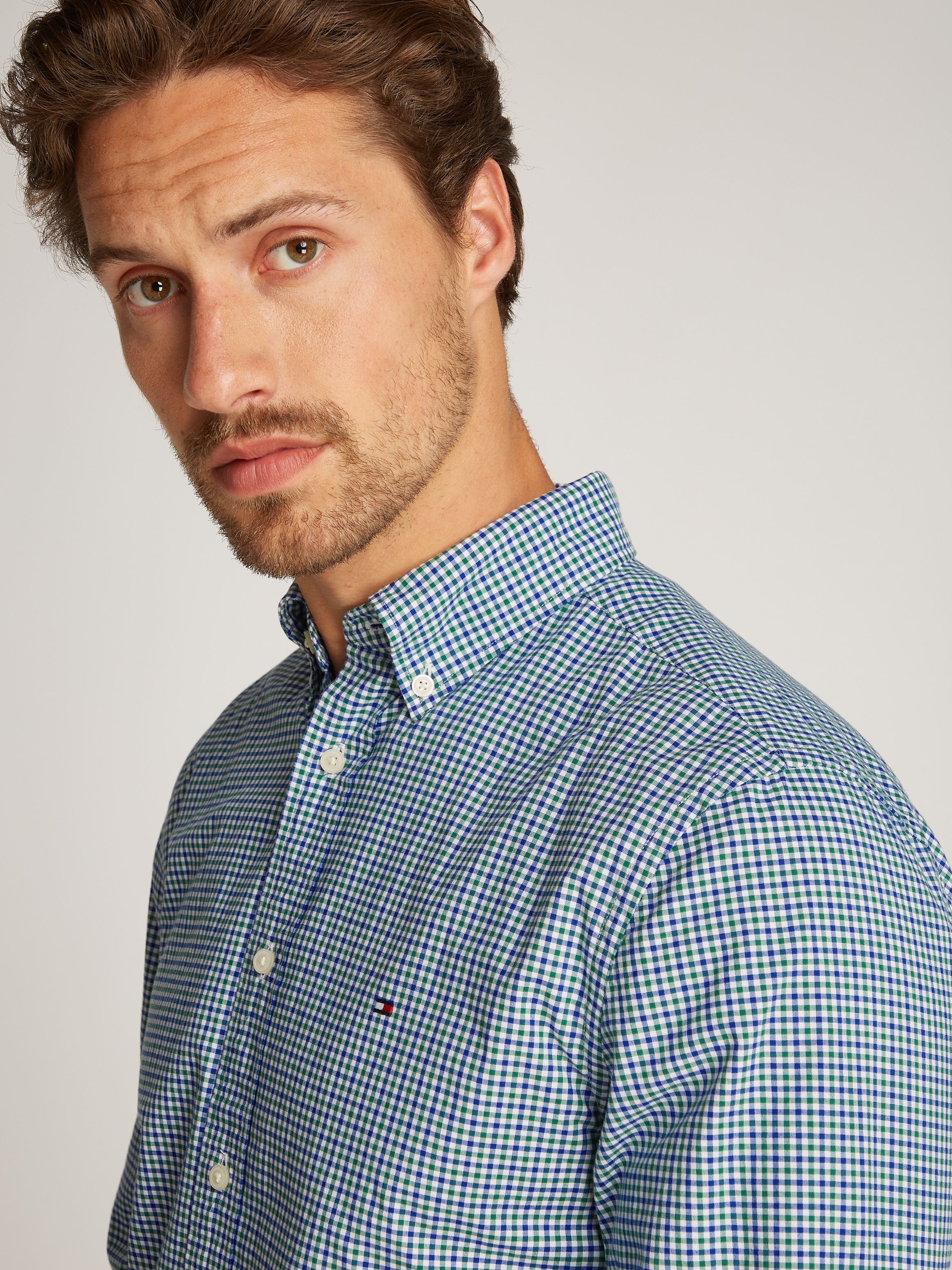 Tommy Hilfiger Businesshemd »FLEX POPLIN GINGHAM RF SHIRT«, mit Karomuster