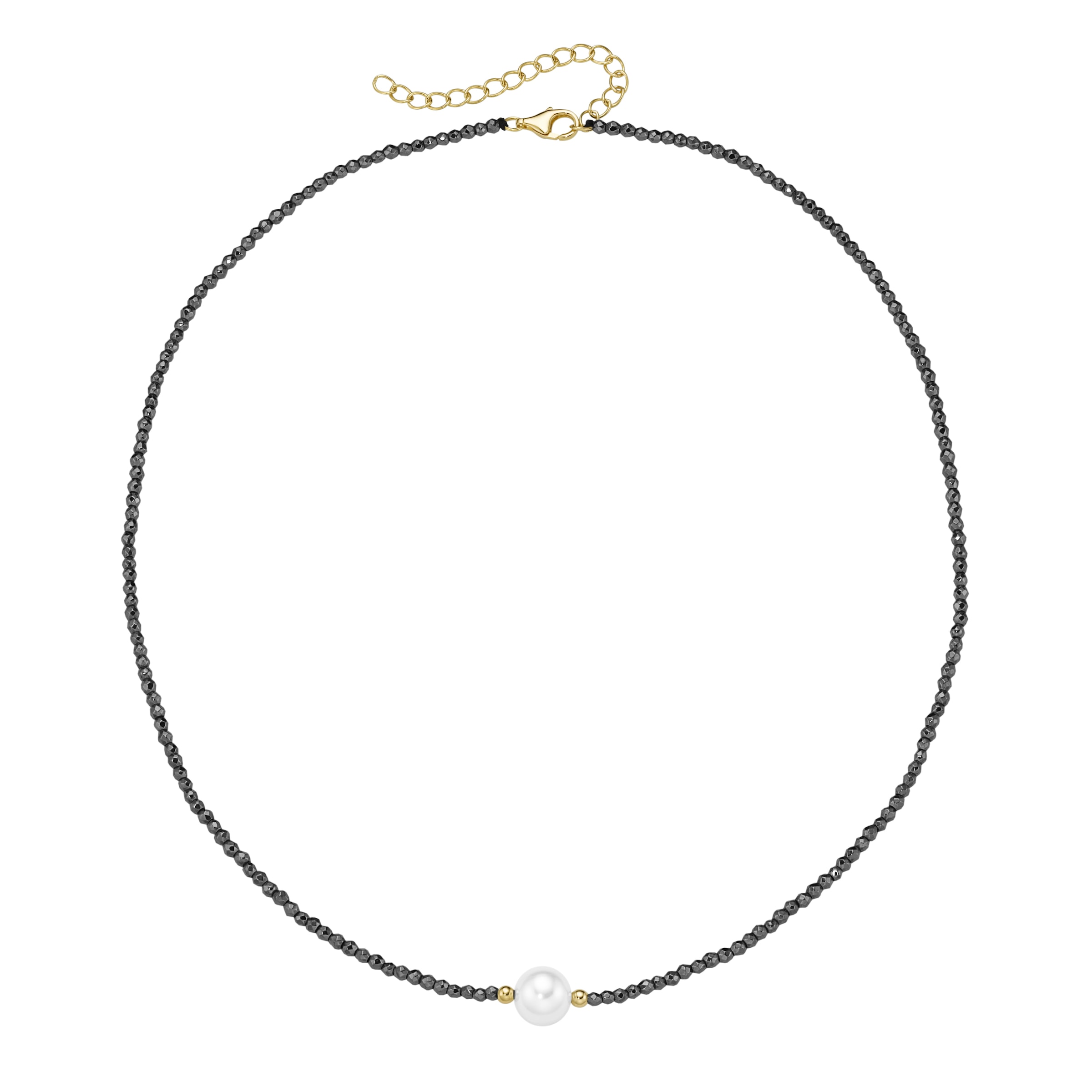 Smart Jewel Collier »Collier mit Hämatit-Kugeln + Muschelkern-Perle, Silber 925«