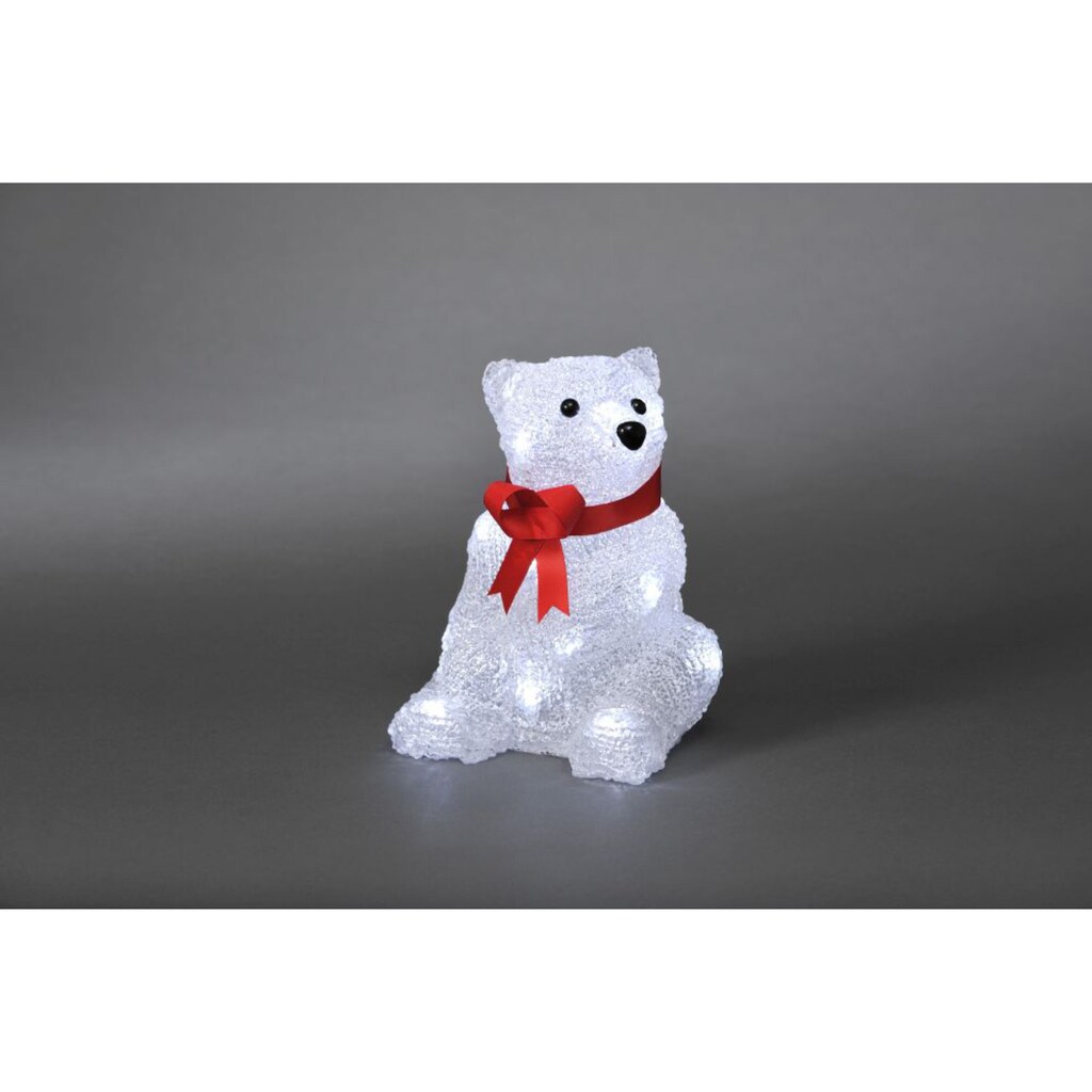 KONSTSMIDE LED Dekofigur »Acryl Eisbär mit roter Schleife«, 1 St., Kaltweiß, 16 kalt weiße Dioden