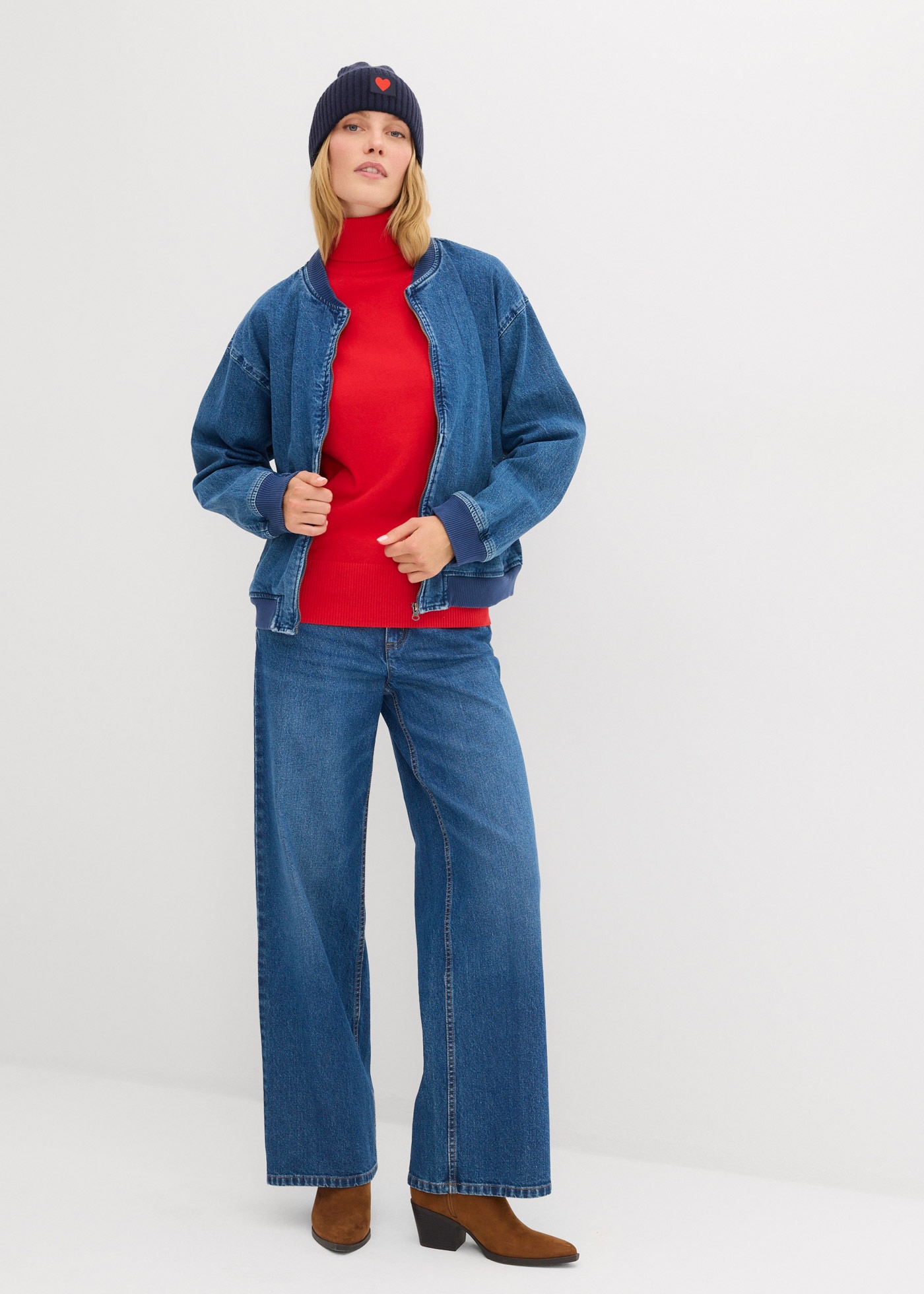 bonprix Rollkragenpullover »Feinstrick-Rollkragenpullover« aus Baumwollmischung, mit hohem Rollkragen, schmale Passform