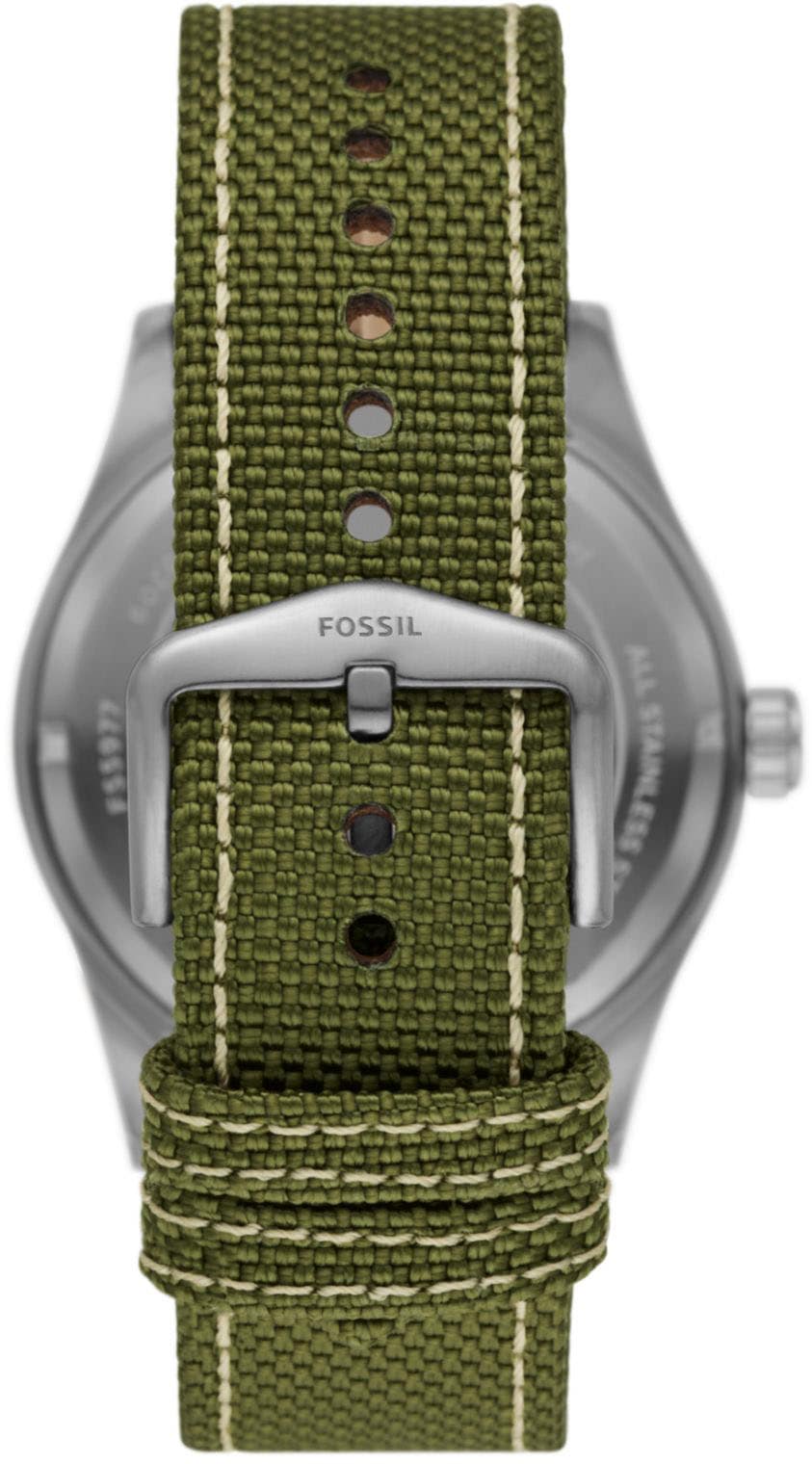 Fossil Solaruhr »DEFENDER, FS5977«, Armbanduhr, Herrenuhr, Textil-Lederarmband, Datum