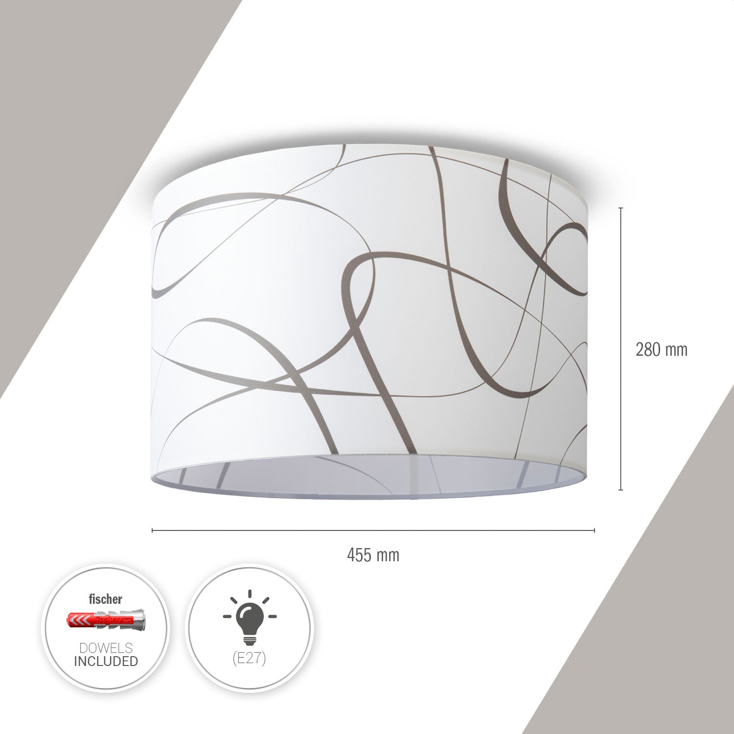 Paco Home Deckenleuchte »Hugo Tribal«, Leuchtmittel E27 | ohne Leuchtmittel, Deckenleuchte Stoff Schirmlampe Decke Esszimmer Modern Abstrakt