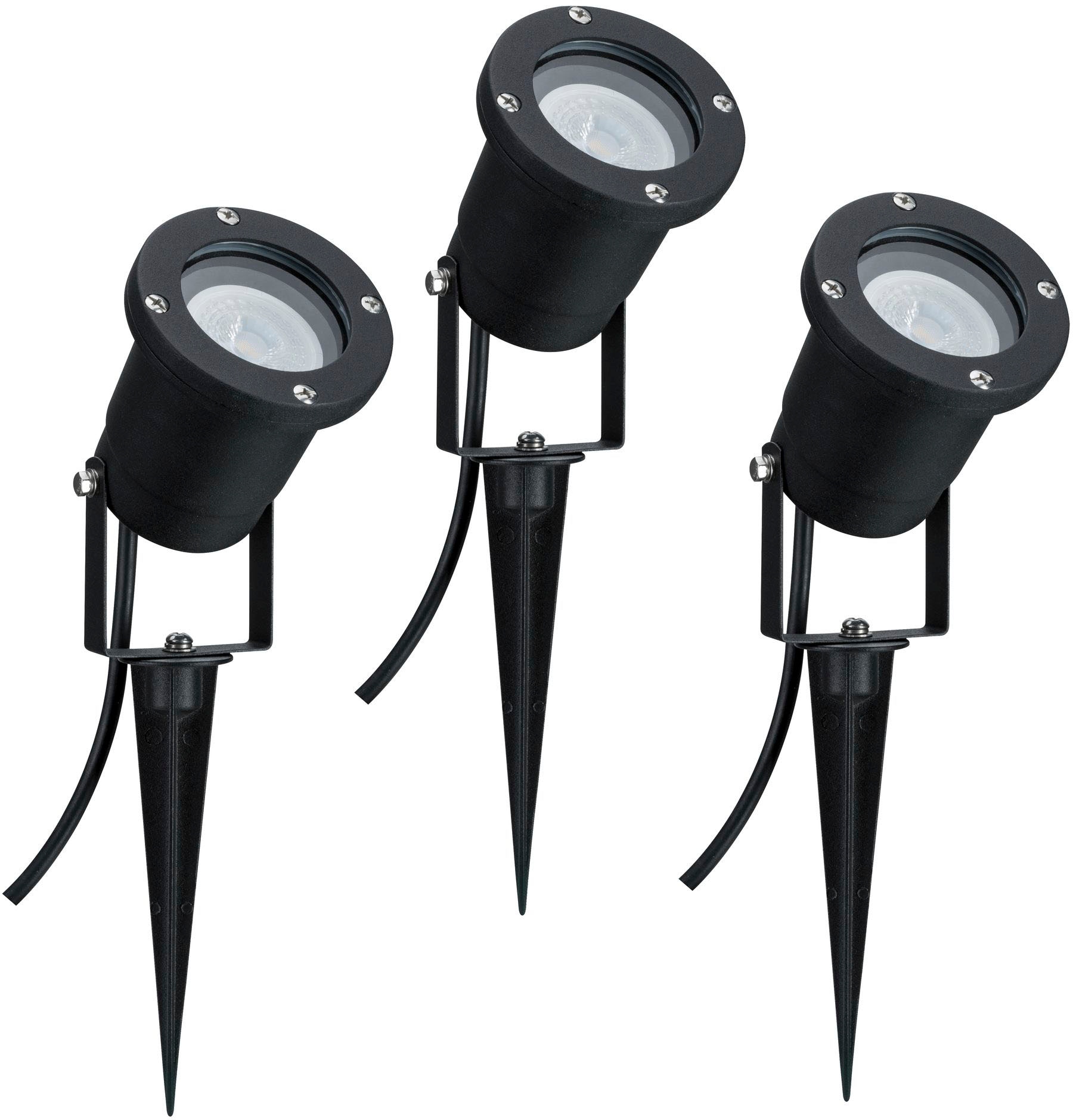 Paulmann LED Gartenstrahler »Outdoor 230V Spotlight IP65 GU10 3x3,5W 230V 3000K Schwarz Aluminium«, 3 flammig, Leuchtmittel GU10 | LED fest integriert, GU10, IP65