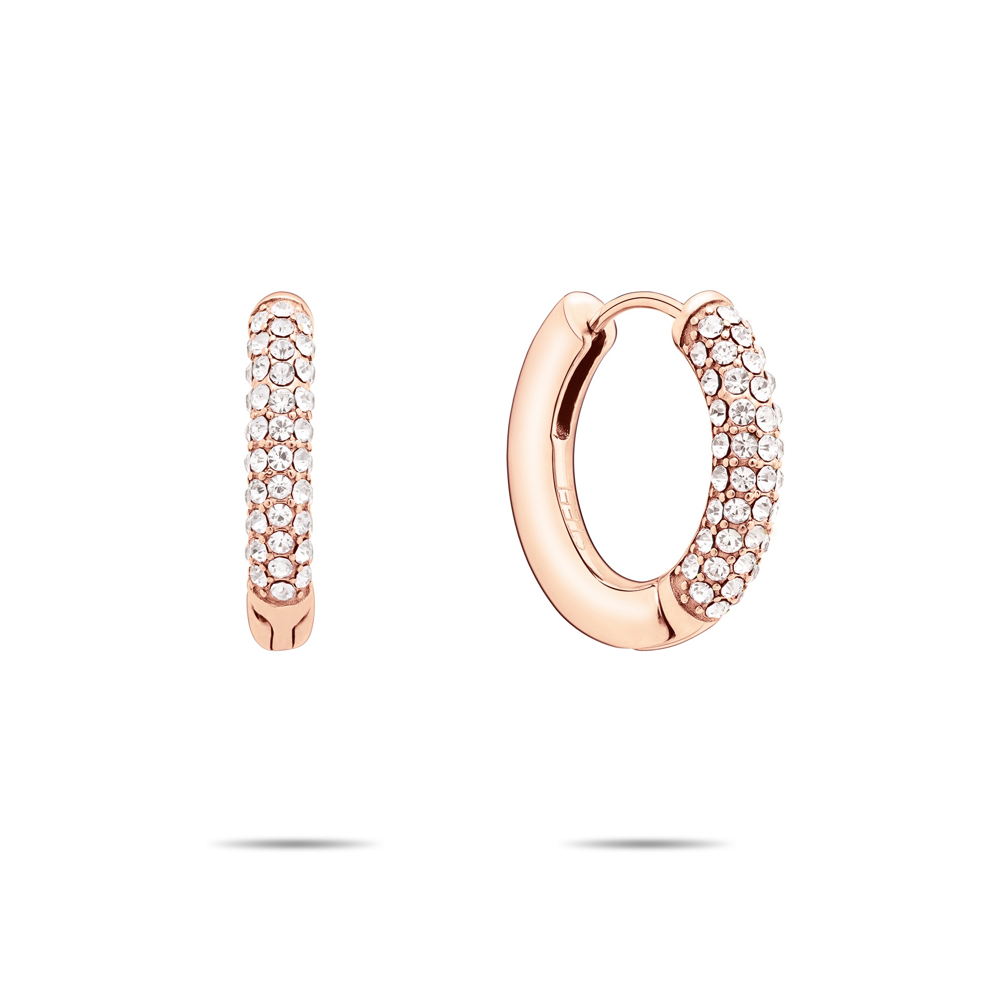 Tamaris Paar Creolen »Schmuck Geschenk Edelstahl Creole Glitter Donut Familie« mit Glasstein