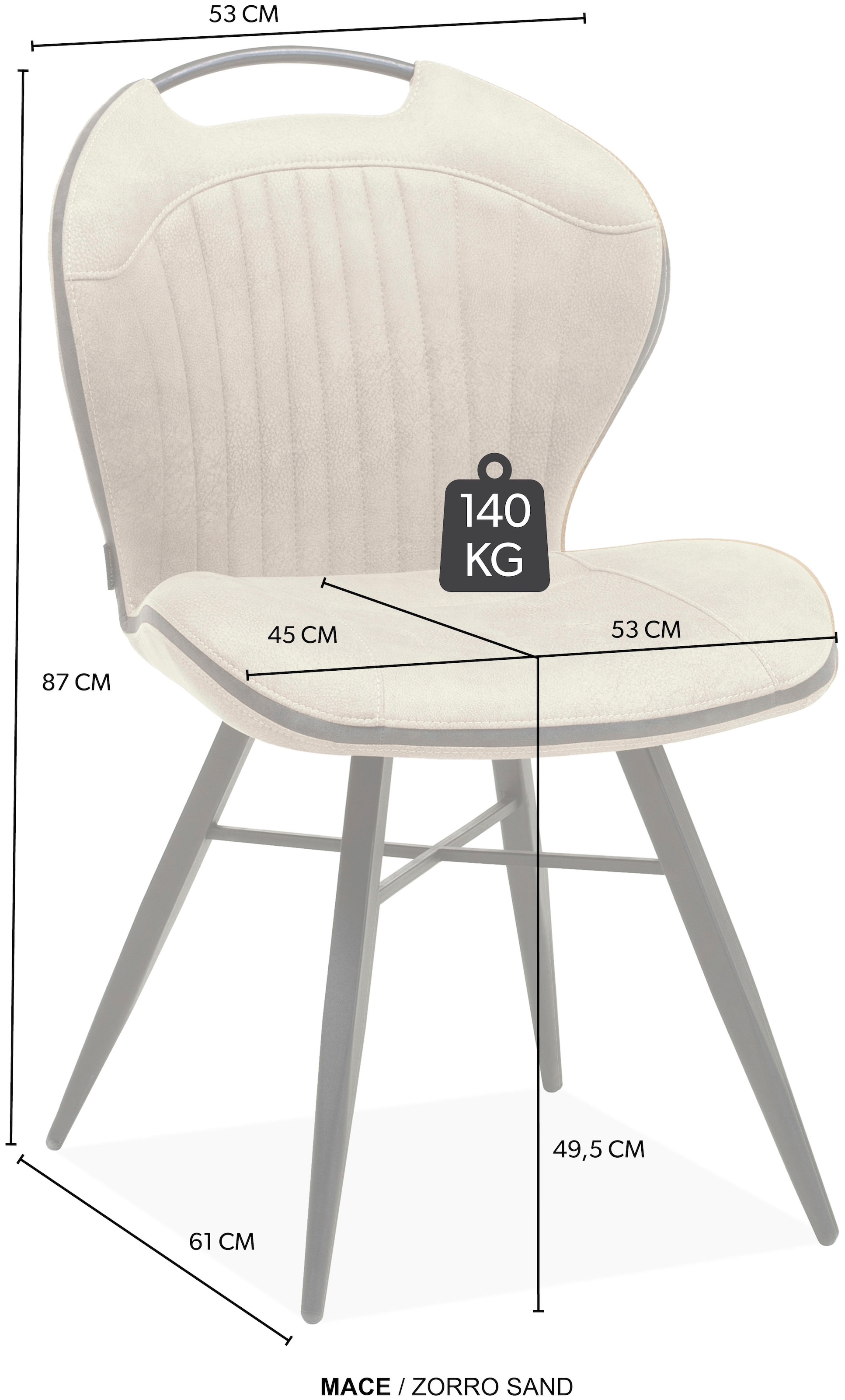 OMG Design Esszimmerstuhl »Mace«, (Set), 1 St., Stoff, Lederoptik, pflegeleicht, mit praktischem Griff