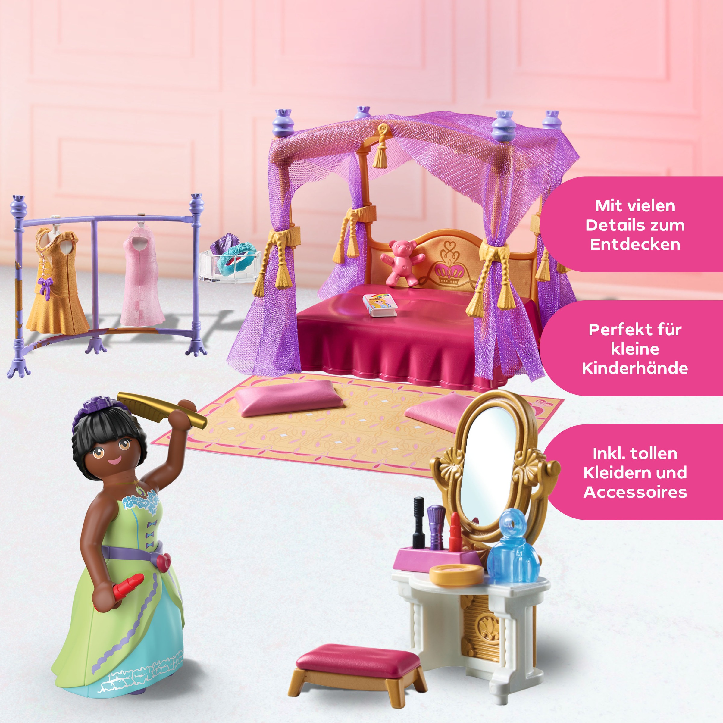 Playmobil® Konstruktions-Spielset »Prinzessinnen-Schlafzimmer mit Ankleide (71847), Princess Magic«, (57 St.), Made in Europe