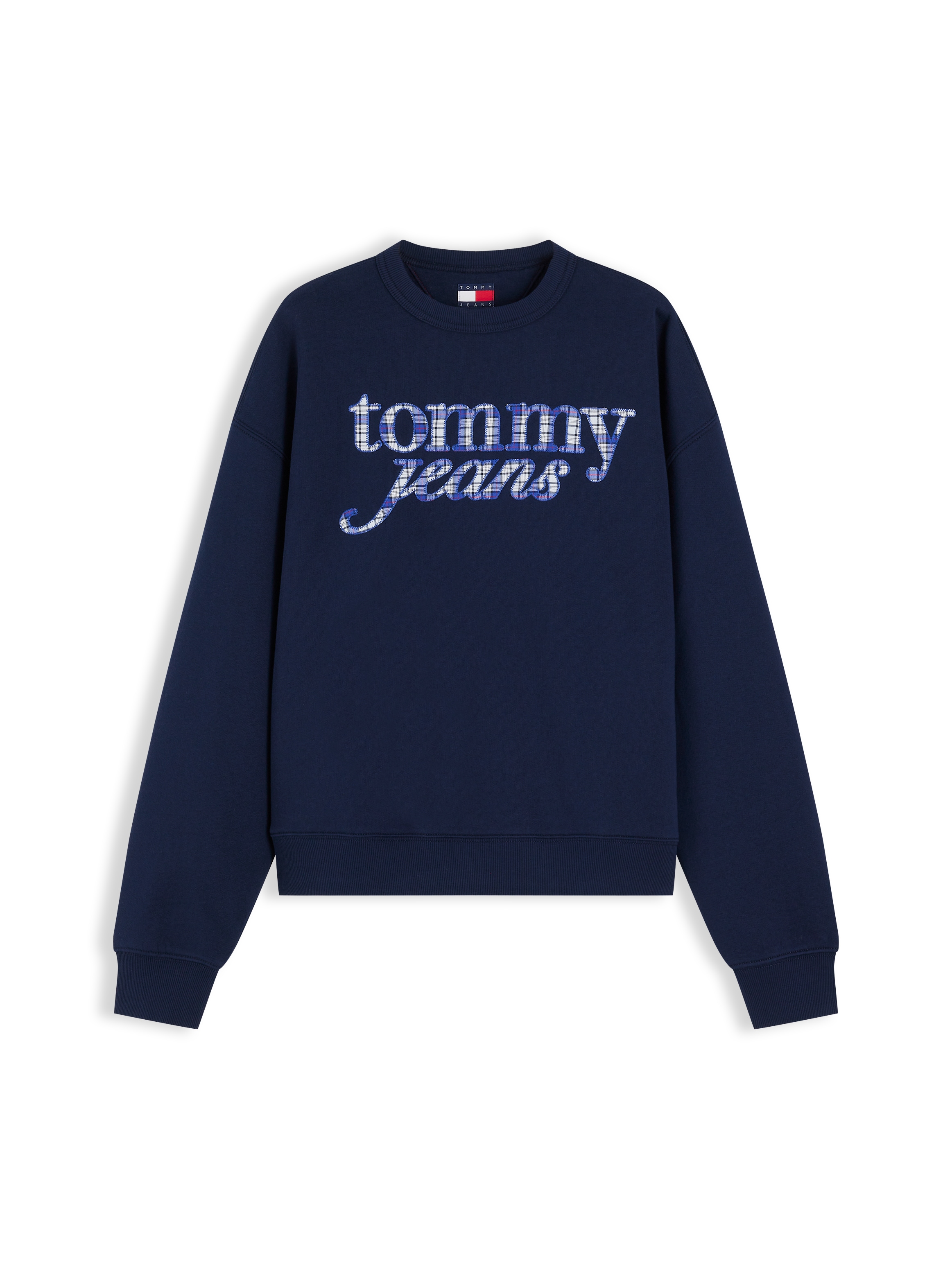 Tommy Jeans Sweatshirt »TJW BXY CHECK SCRIPT CREW«, Baumwollmischung
