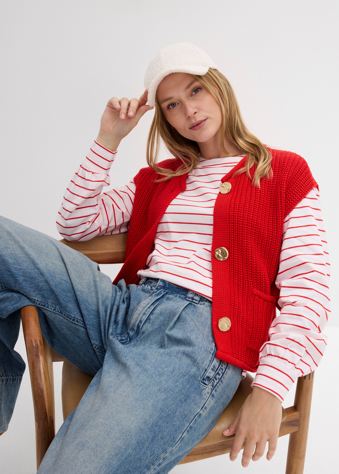 bonprix Langarmshirt lockere Passform mit überschnittenen Schultern, mit Ballon-Ärmeln