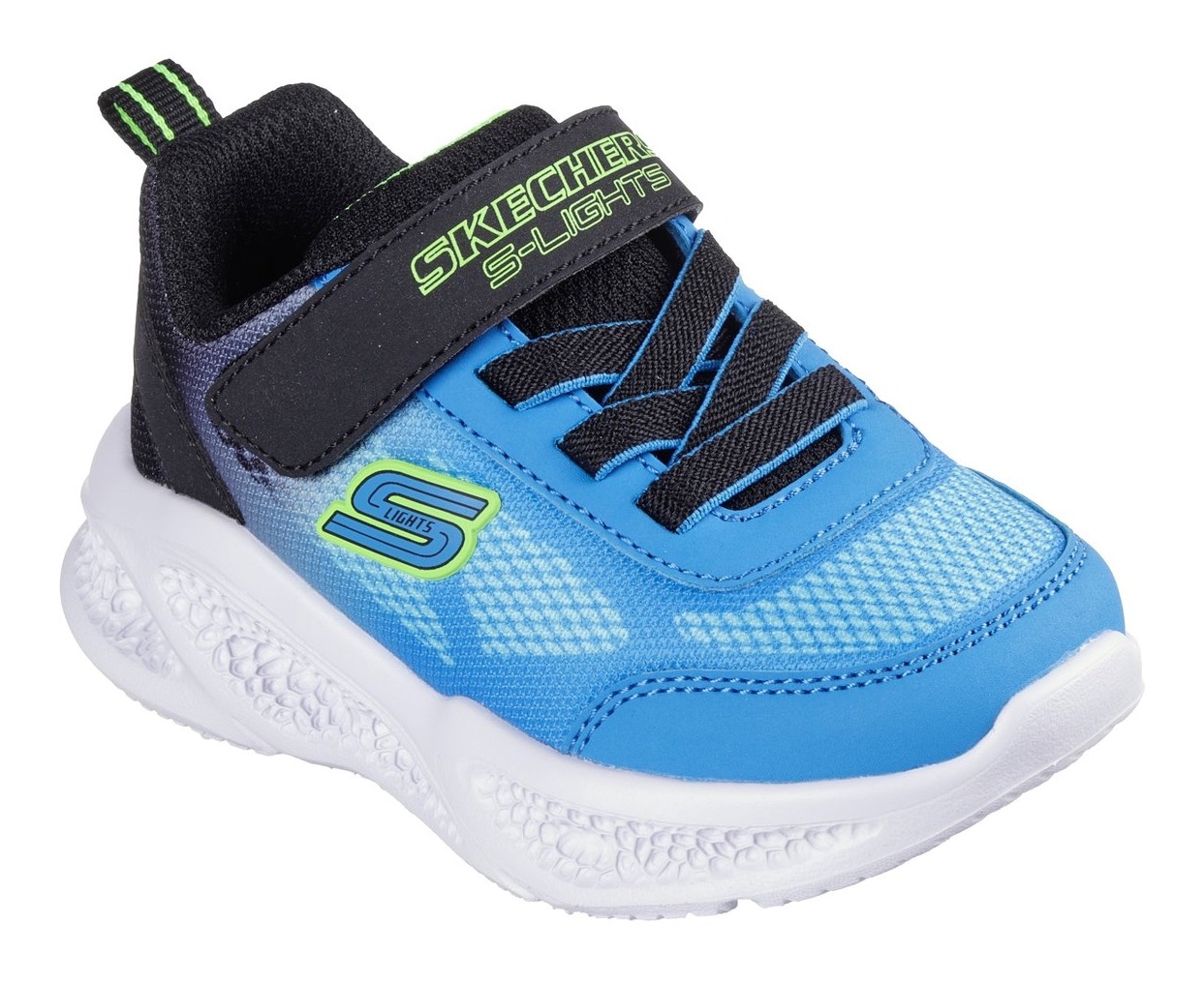 Skechers Lauflernschuh »SKECHERS METEOR-LIGHTS«, Blink,-Klettschuh zum Schlüpfen, Neon, Größenschablone zum Download