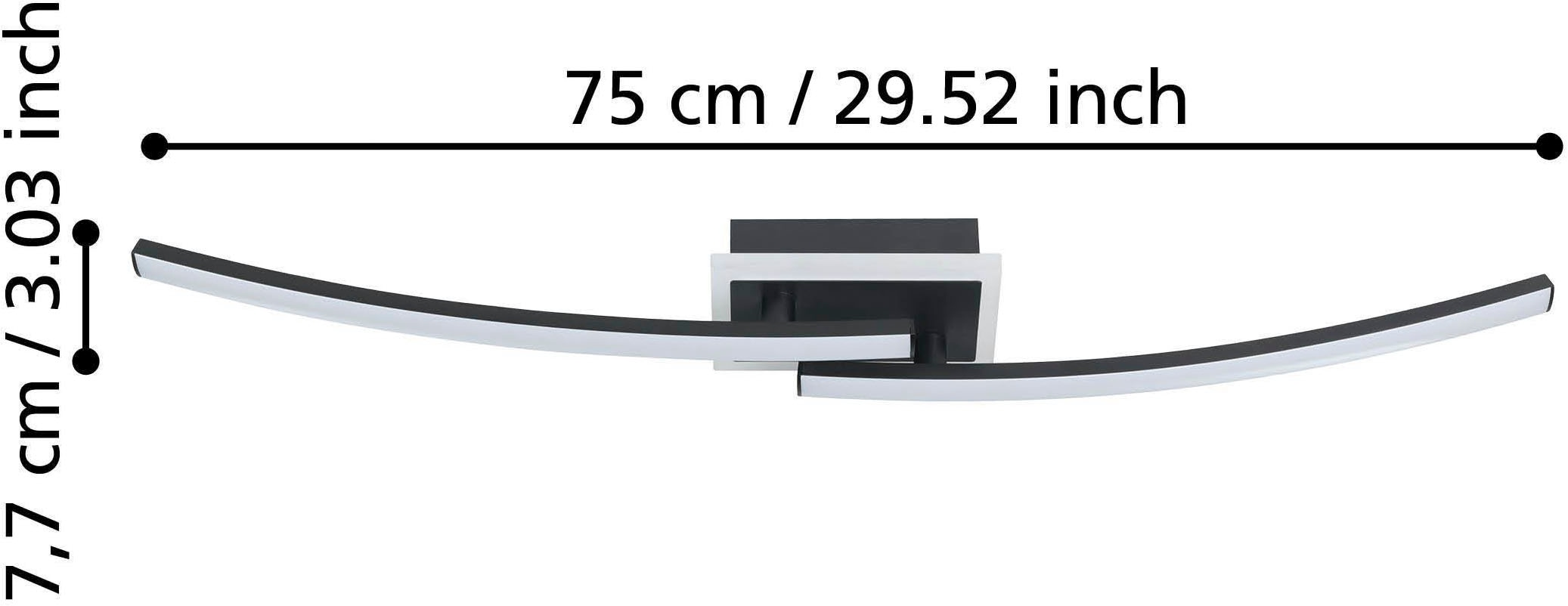 EGLO Deckenleuchte »Lungolago Deckenlampe, Bürolampe Decke aus Metall, Küchenlampe, Lampe« LED-Modul 1 Stk. Neutralweiß Wand-/Deckenleuchte - L74 x B14 x H6 cm - schwarz - 12W inkl.