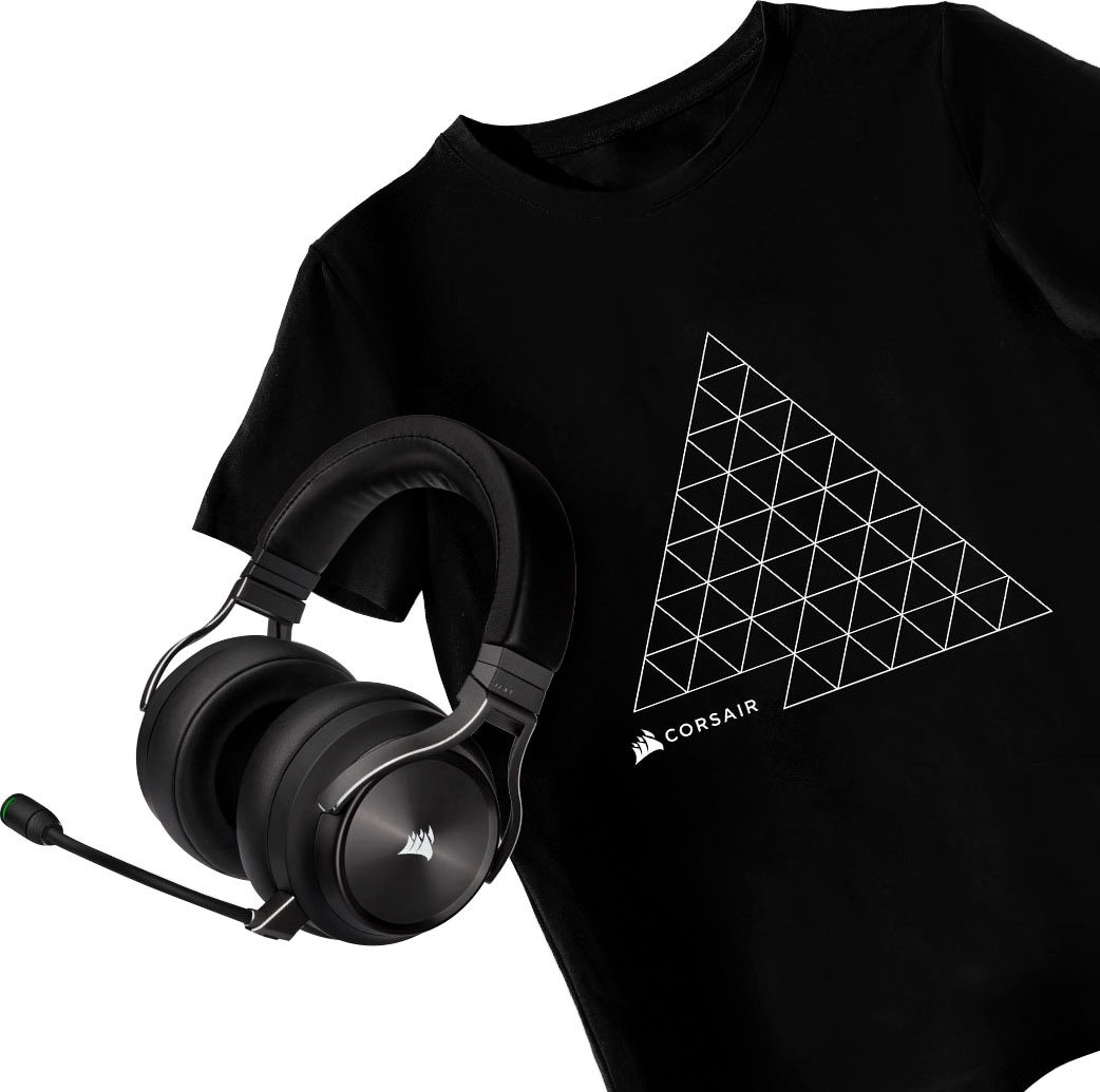 Corsair Gaming-Headset »VIRTUOSO RGB WIRELESS XT + gratis T-Shirt«, A2DP Bluetooth-HFP-HSP, Mikrofon abnehmbar