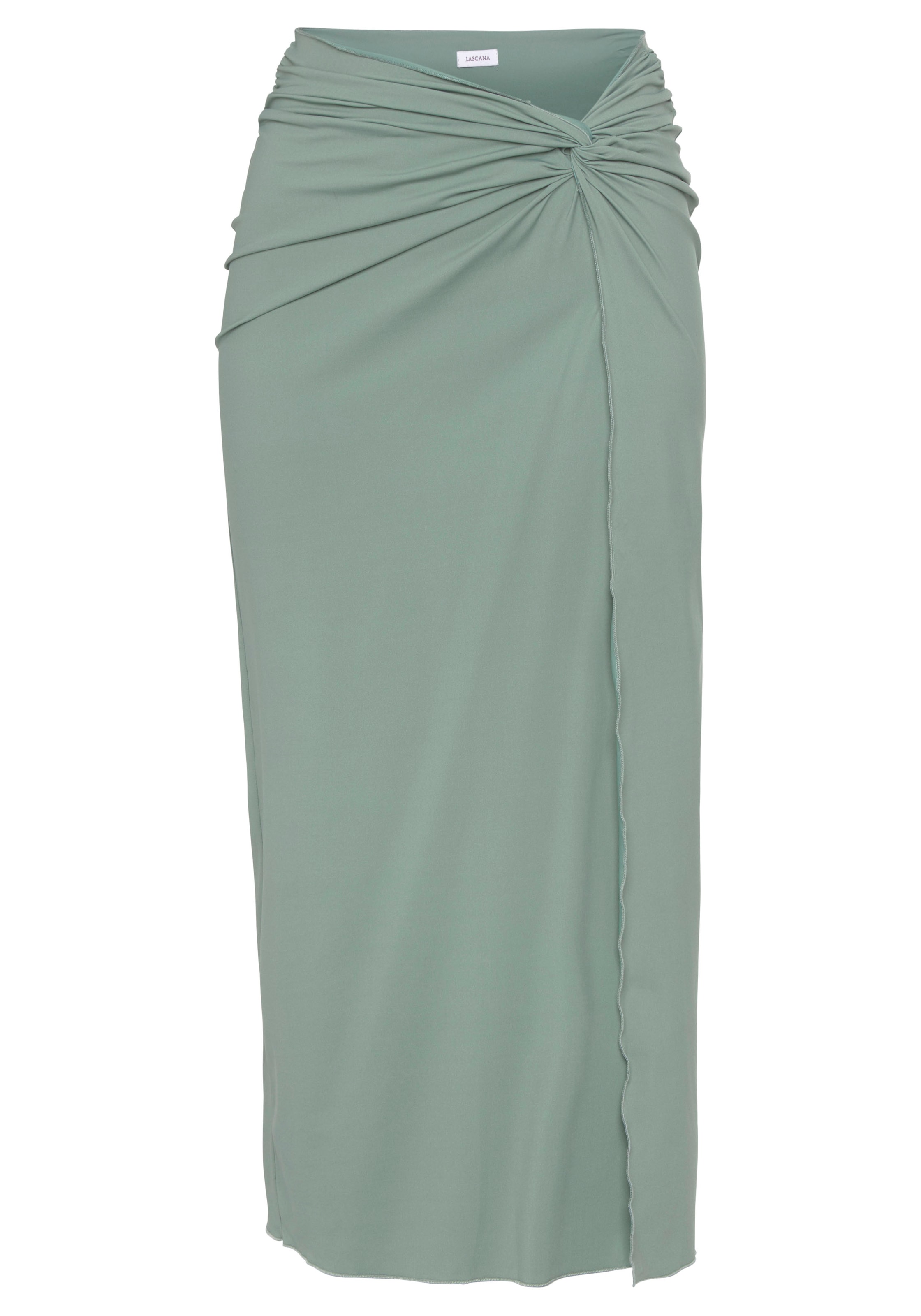 LASCANA Strandrock, mit hohem Schlitz, Midirock mit Knotendetail, auch als Kleid