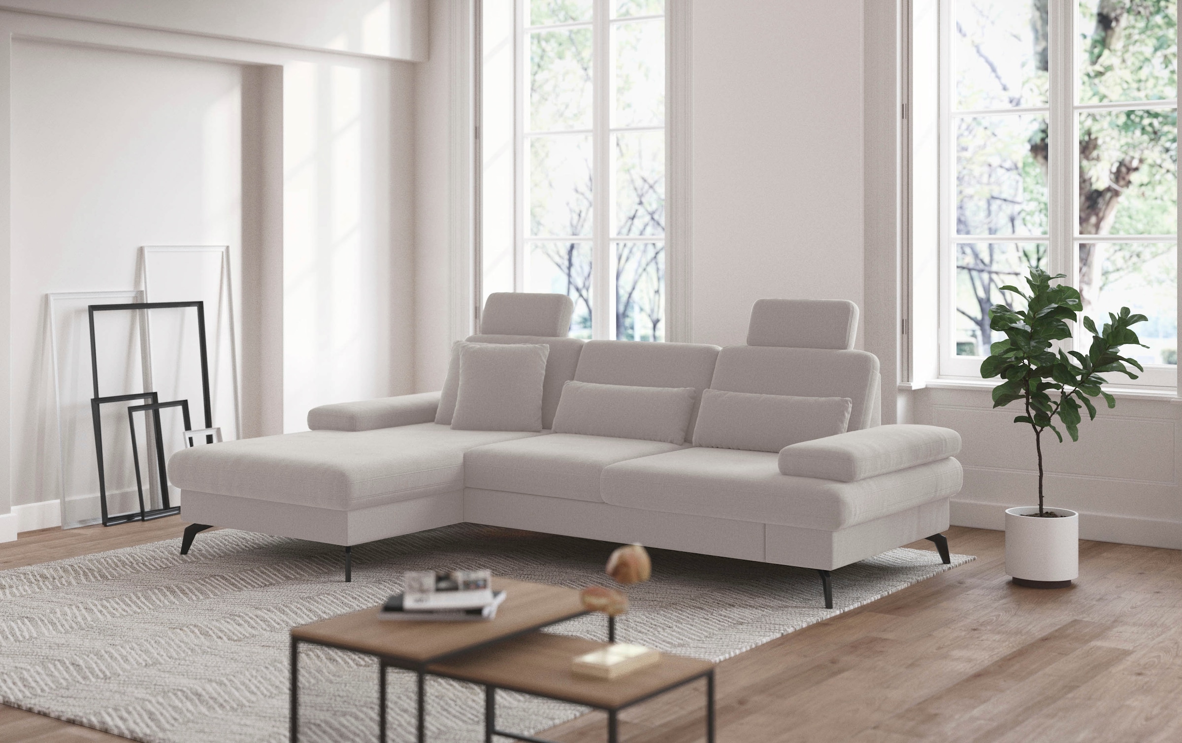 sit&more Ecksofa »Morris L-Form, inkl. Sitztiefenverstellung« wahlweise mit Armteilverstellung, Bettfunktion & Bettkasten