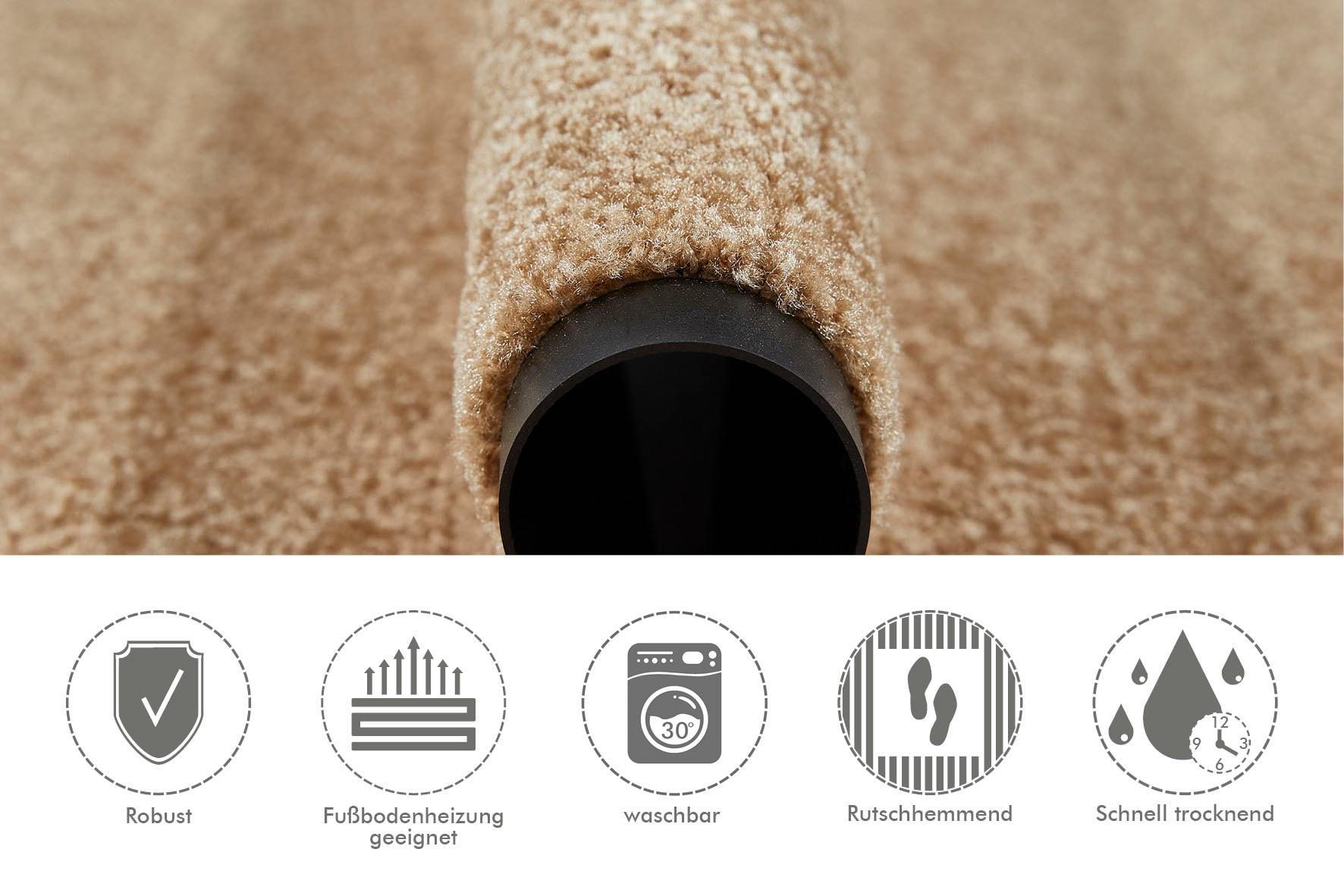 Andiamo Fußmatte »Super Wash & Clean, Made in Belgium«, rechteckig, 7 mm Höhe, Schmutzfangmatte, Uni Farben, rutschhemmend, waschbar