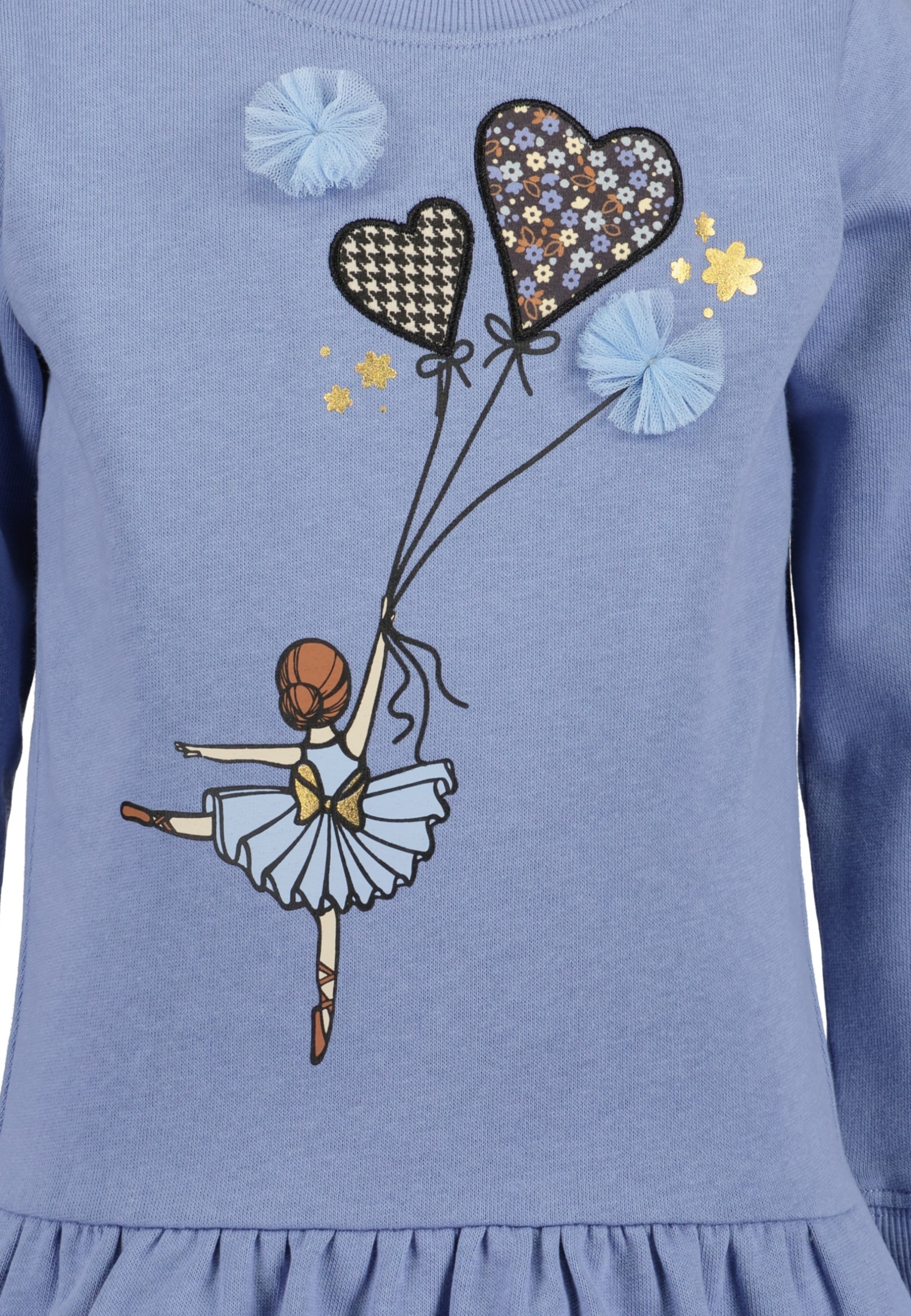 Blue Seven Sweatkleid, mit hochwertigem Frontmotiv mit Tüll-Applikation
