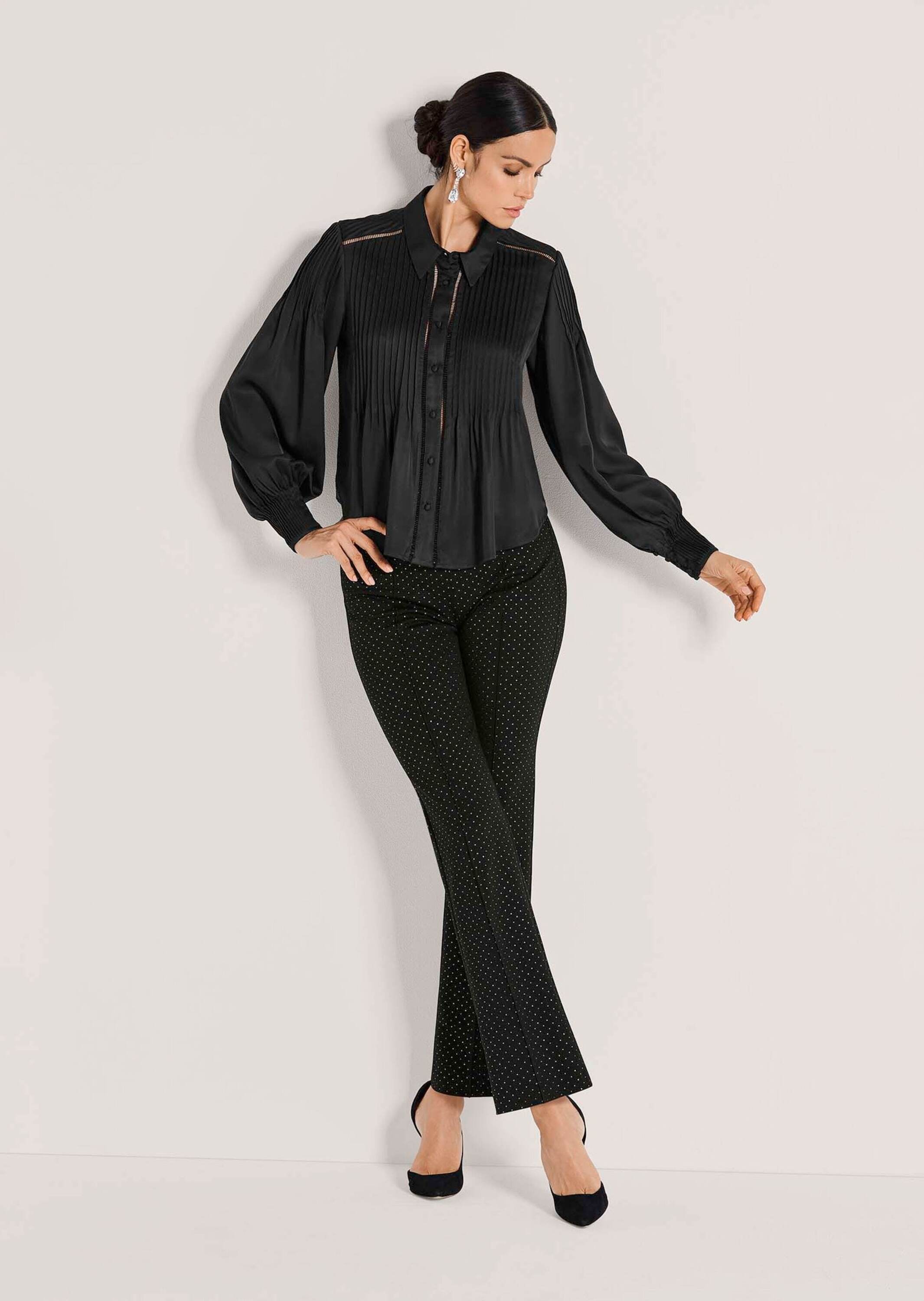 MADELEINE Langarmbluse »Hemdbluse Elegante Viskosebluse mit Knopfleiste« Mit Eleganten Biesen