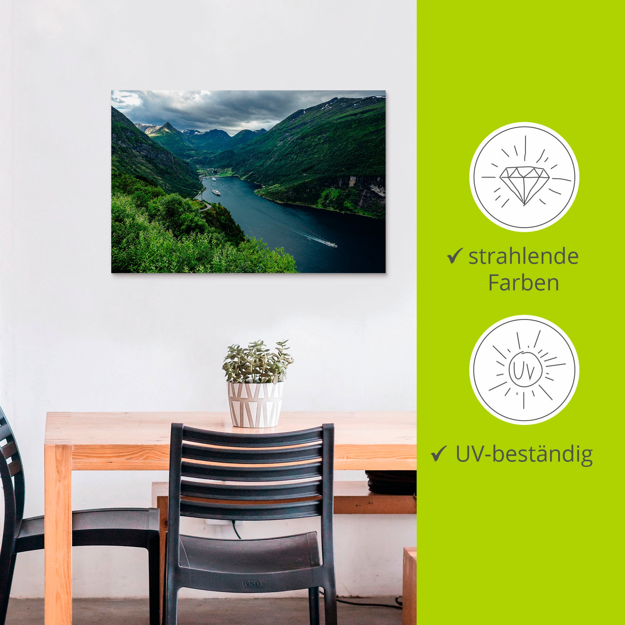 Artland Wandbild »Blick auf den Geirangerfjord Norwegen« Küste 1 Stk. tlg. als Alubild, Leinwandbild in verschied. Größen