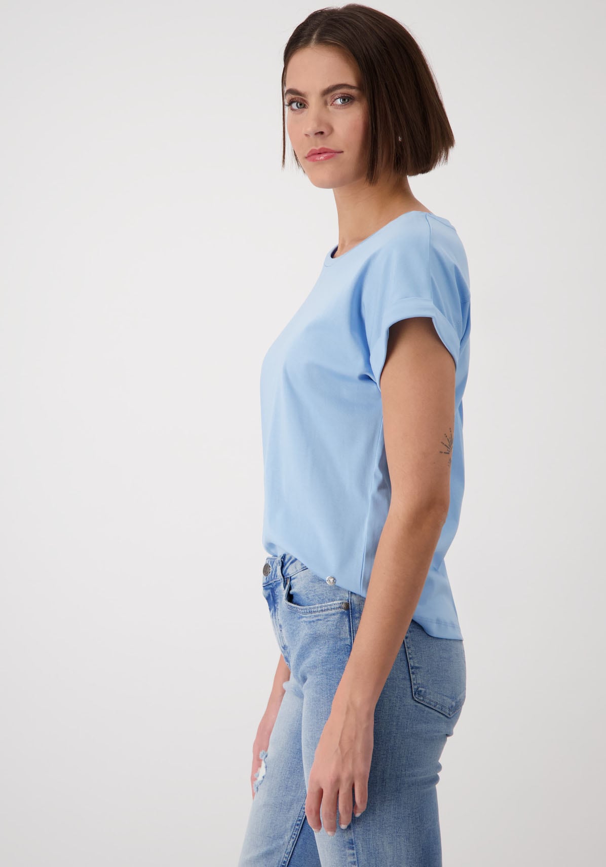 Monari Rundhalsshirt, mit Glitzersteinchen auf der Schulter