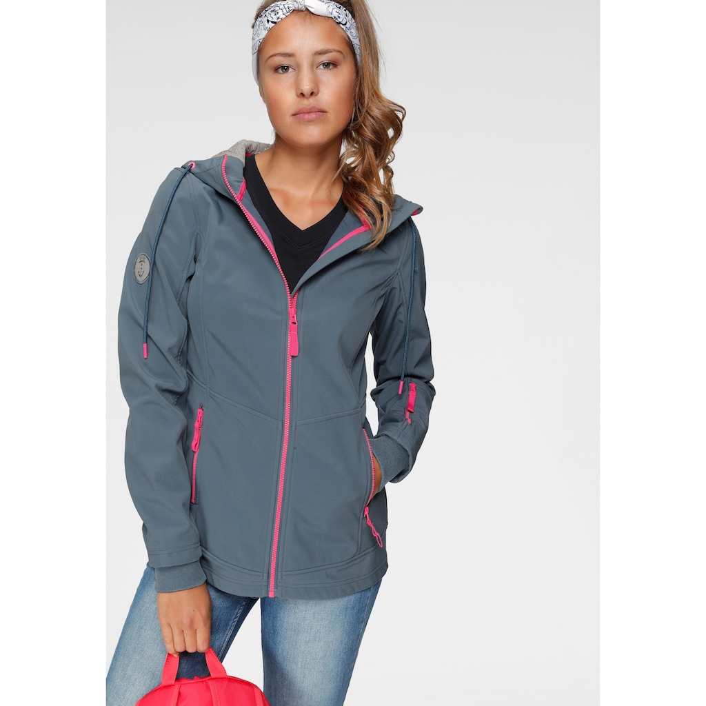 Ocean Sportswear Softshelljacke »aus recyceltem Polyester«, mit Kapuze, mit Kontrastdetails