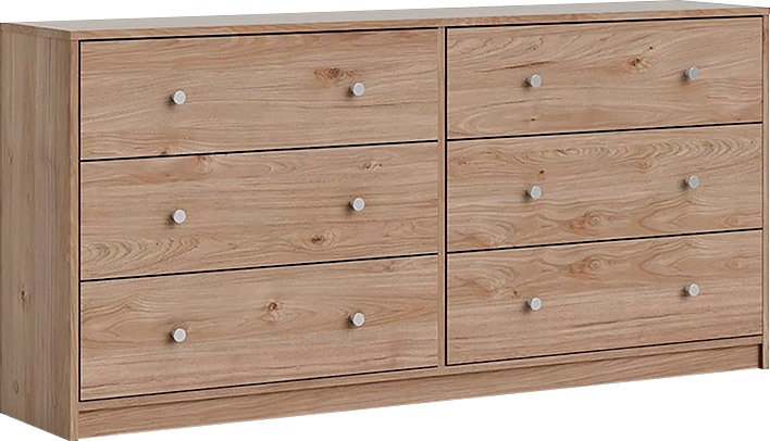 Home affaire Sideboard »May, Aufbewahrung, Schubkastenkommode, Stauraum, Scandi-stil«, Mit 6 Schubladen, Knopfgriffen, mehrere farben, T: 30 x B: 143 cm