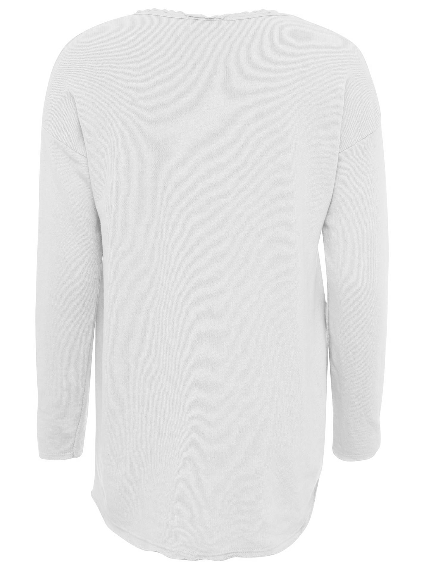 Zwillingsherz Sweatshirt »"Positive Mind"«, Mit V-Ausschnitt im Used Look und Stempeldruck