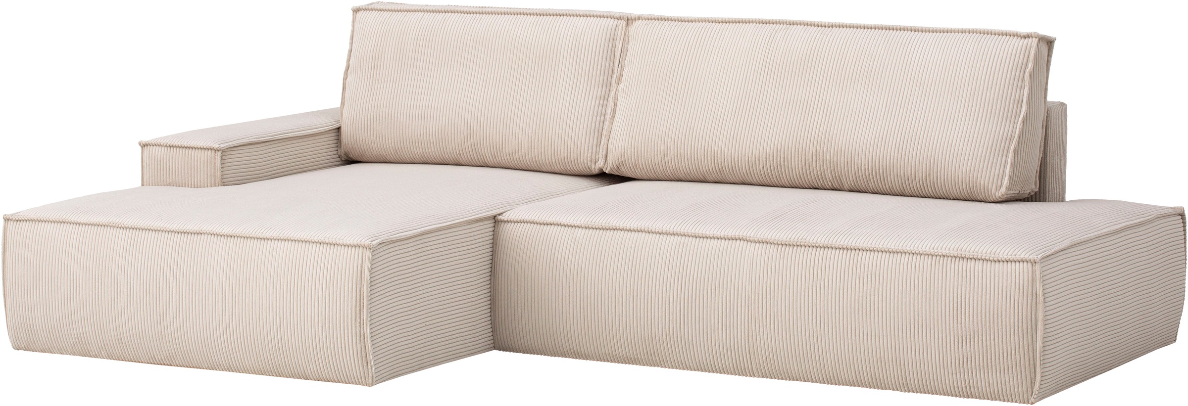 Home affaire Ecksofa »SHERWOOD, Schlafsofa in L-Form offen (275cm), Cord, Leinenoptik«, Schlaffunktion und Bettkasten, Kedernaht, hoher Sitz- & Liegekomfort