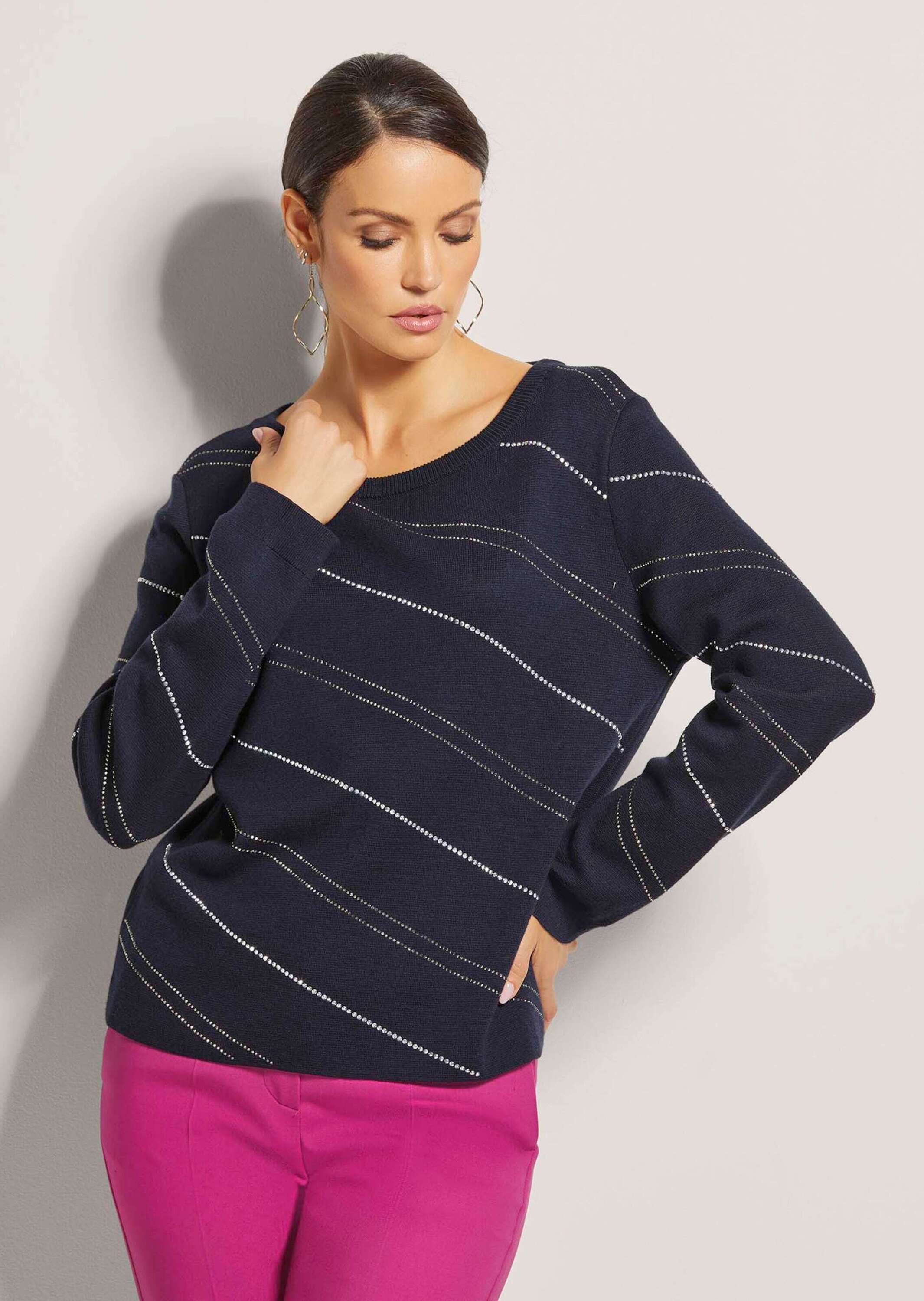 MADELEINE Longpullover »Pullover Pullover mit Ziersteinen«