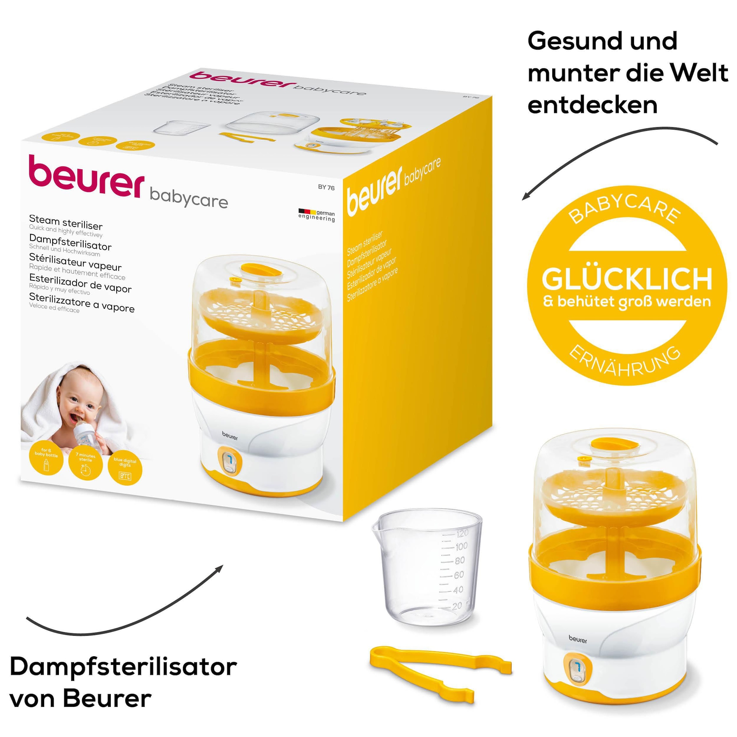 BEURER Dampfsterilisator »BY 76 zur Beseitigung von Haushaltsbakterien«, Desinfiziert 6 Fläschchen und Zubehör in 7 Minuten