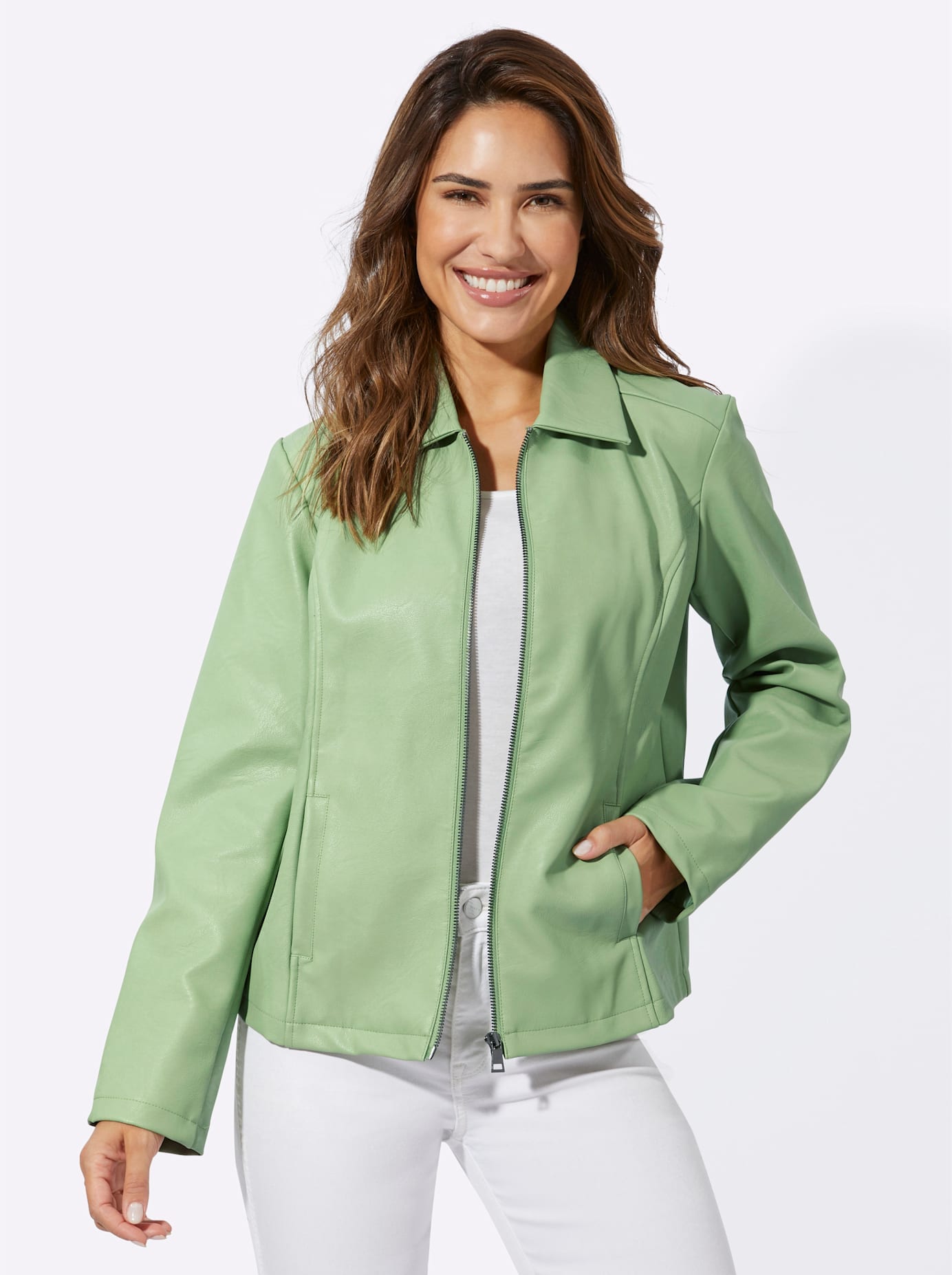 Classic Basics Lederimitatjacke, ohne Kapuze