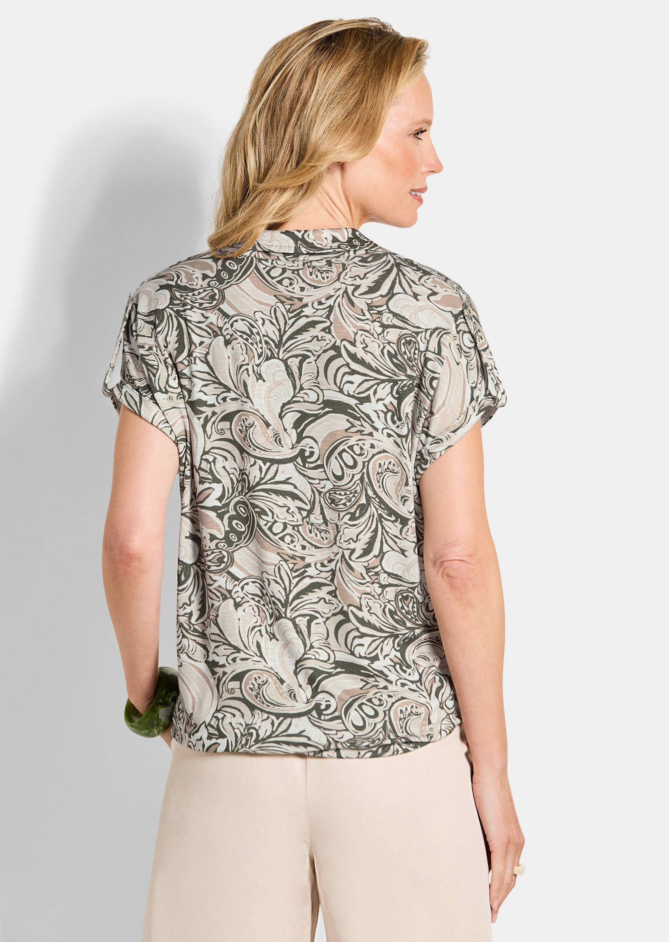 GOLDNER Print-Shirt »Kurzgröße Blusenshirt mit Paisley-Muster« strechbequemer Viskosejersey