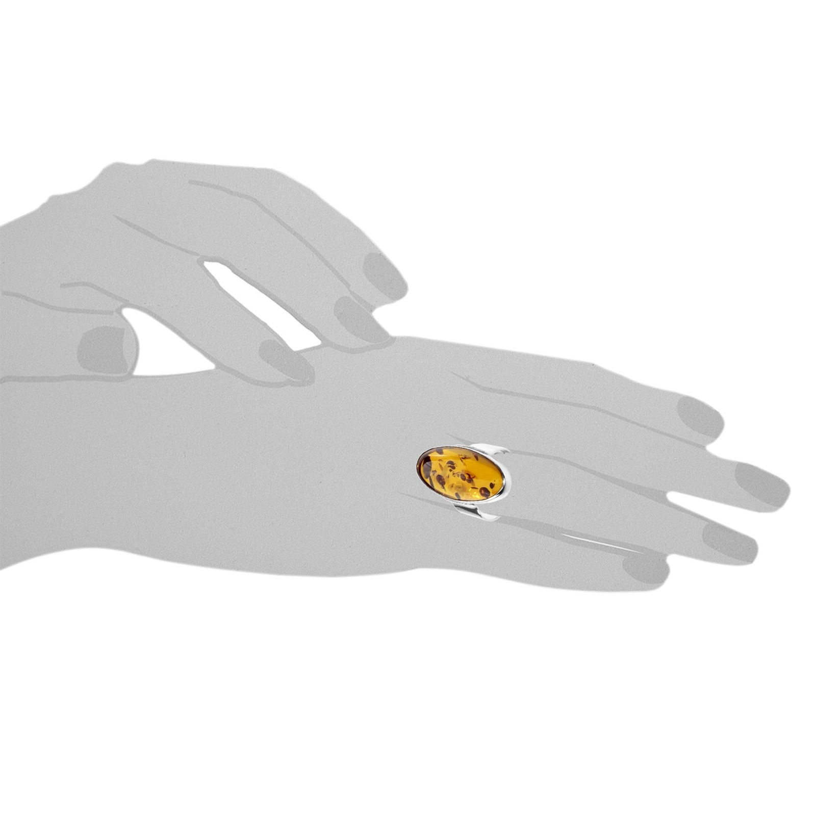 OSTSEE-SCHMUCK Fingerring »- Classic 30x13 - Silber 925/000 - Bernstein«