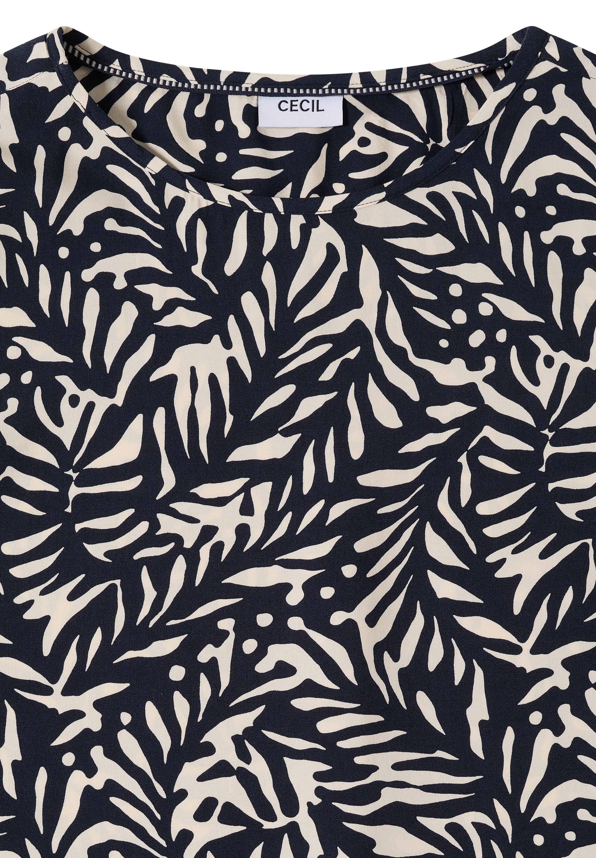 Cecil Langarmbluse mit Allover-Muster und aus reiner Viskose