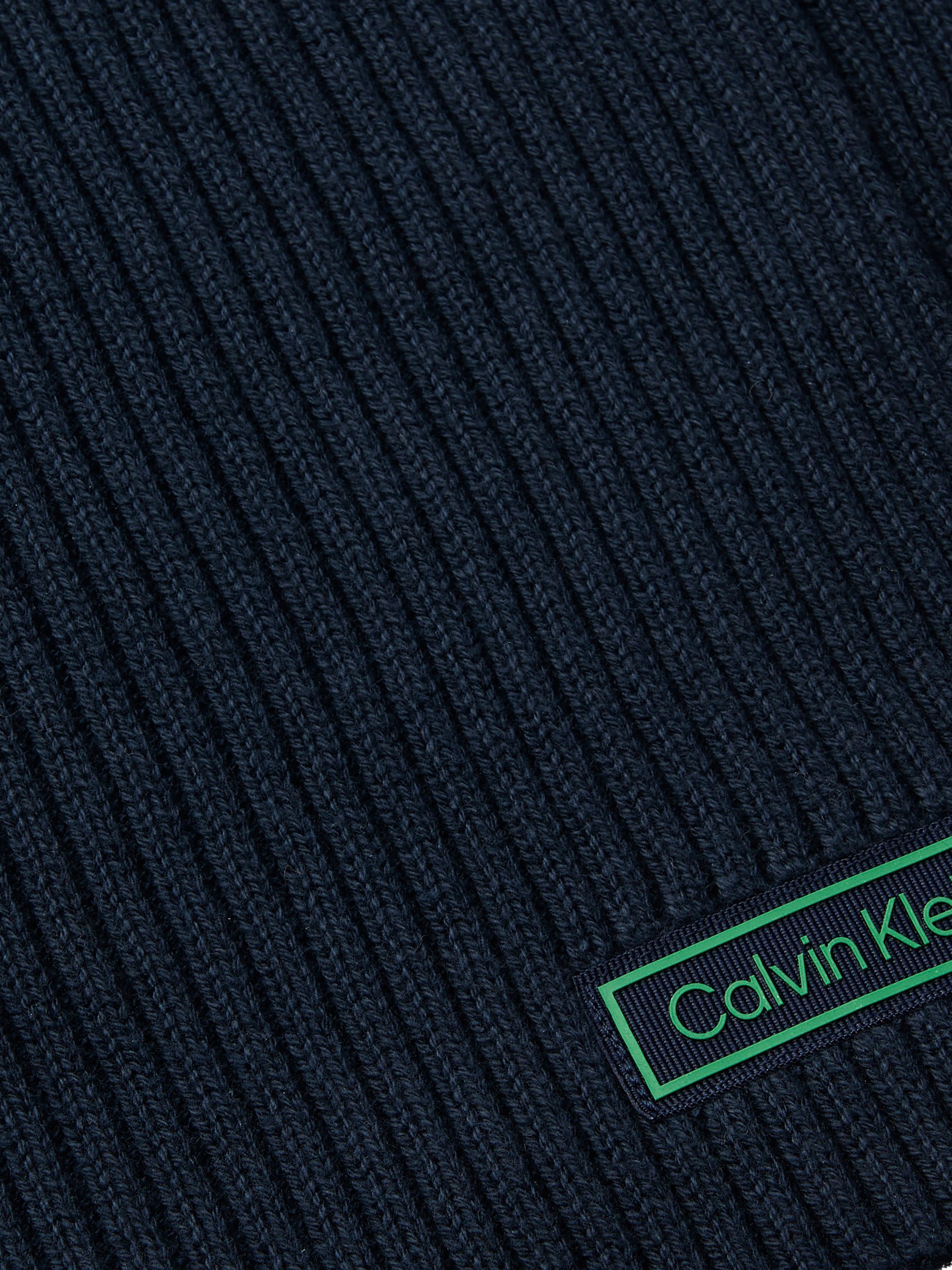 Calvin Klein Modetuch »PATCH CHUNKY RIB COTTON SCARF« mit Kaschmir, klassisches unifarbenes Design