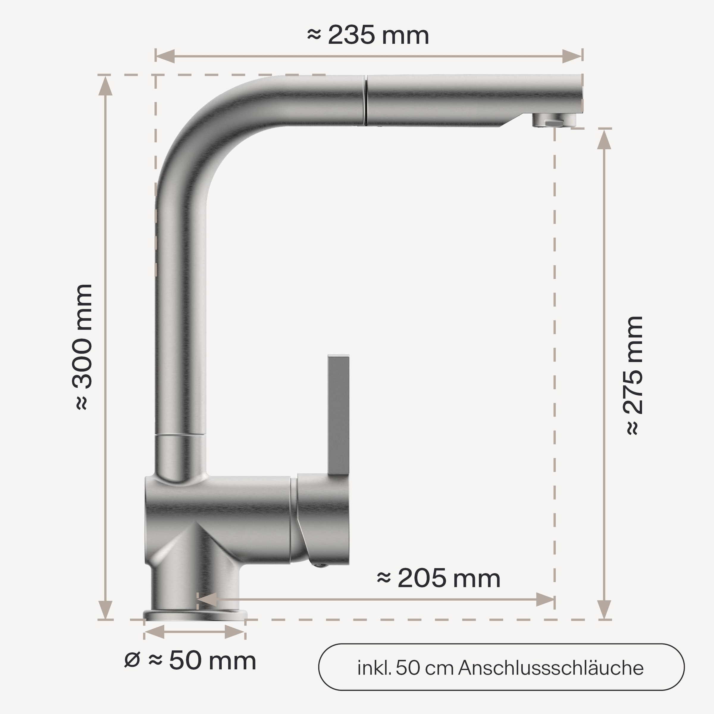 WASSERWERK Spültischarmatur »WK 4, Wasserhahn, Küche, Einhebelmischer«
