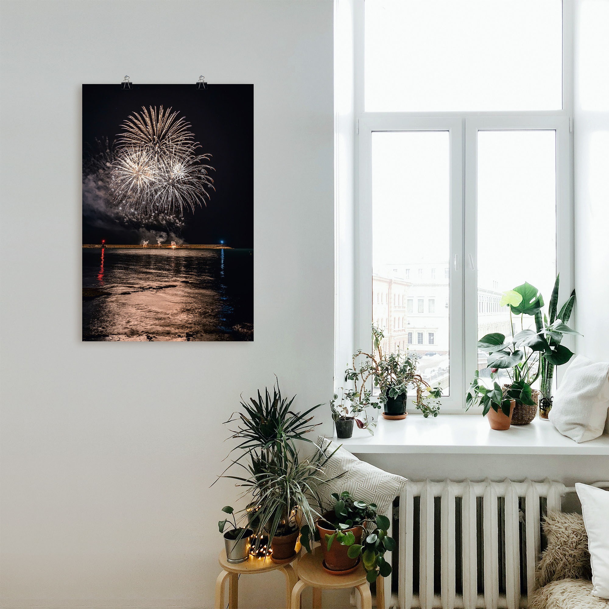 Artland Wandbild »Feuerwerk am Meer«, Himmelsbilder, (1 St.), als Alubild, Leinwandbild, Wandaufkleber oder Poster in versch. Größen