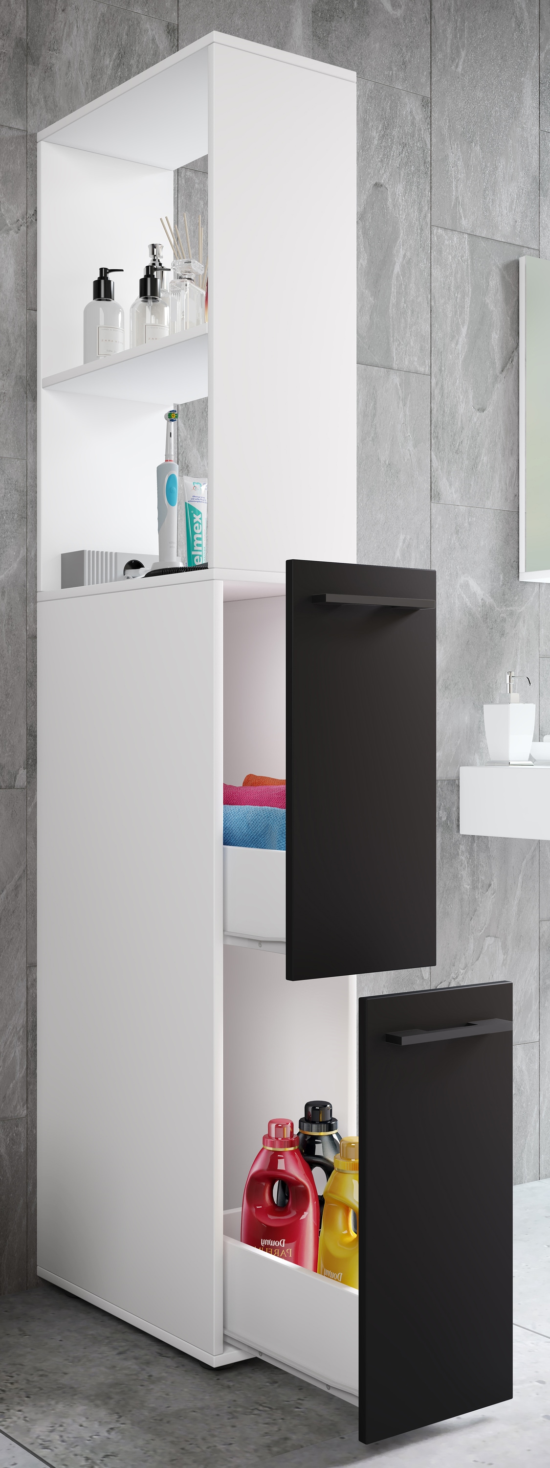 VCM Hochschrank »Holz Badmöbel Nischenschrank Schublade Sadilo XL«