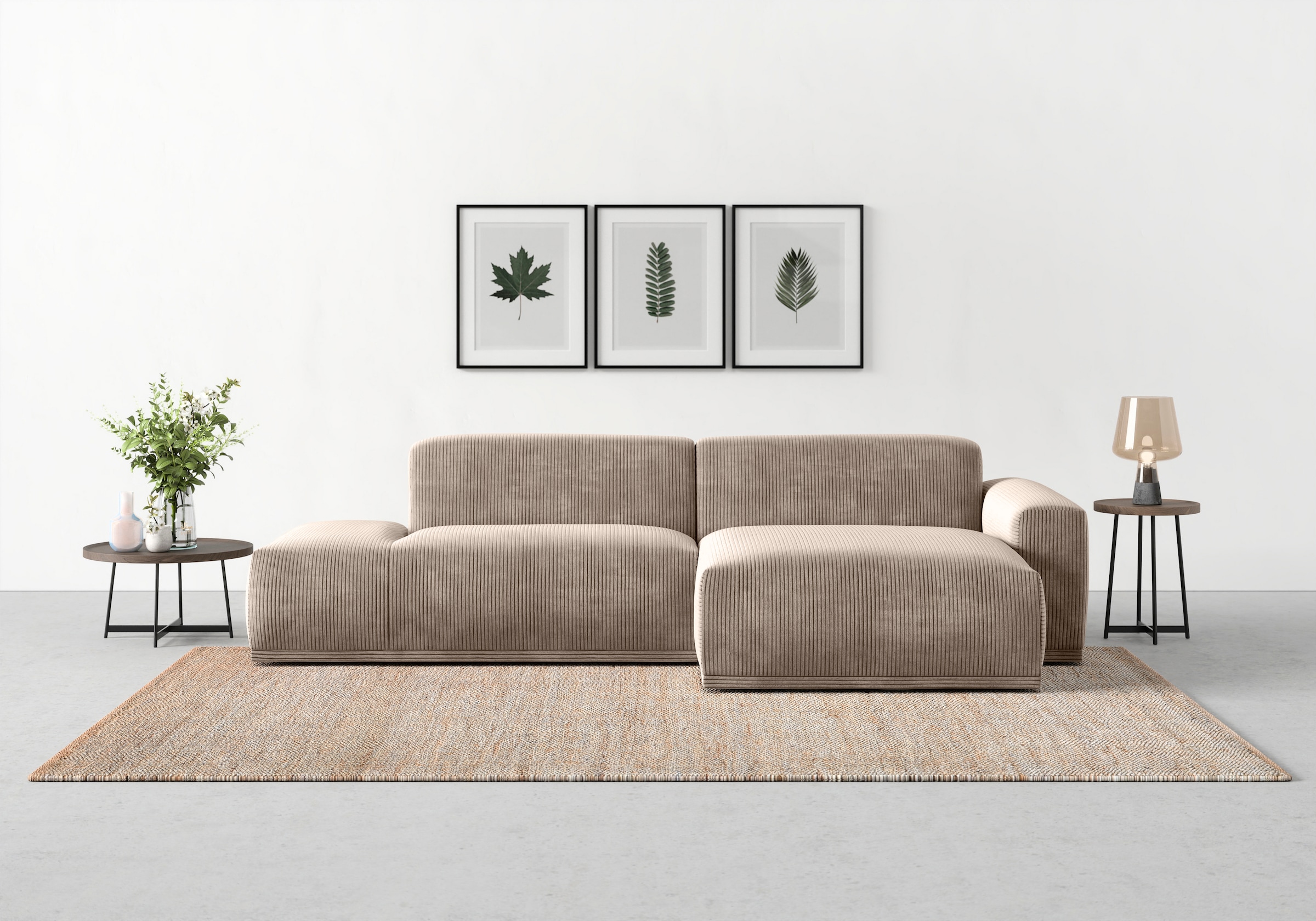 TRENDMANUFAKTUR Ecksofa Braga, aus 2 Teilen, moderner Cord-Stoff