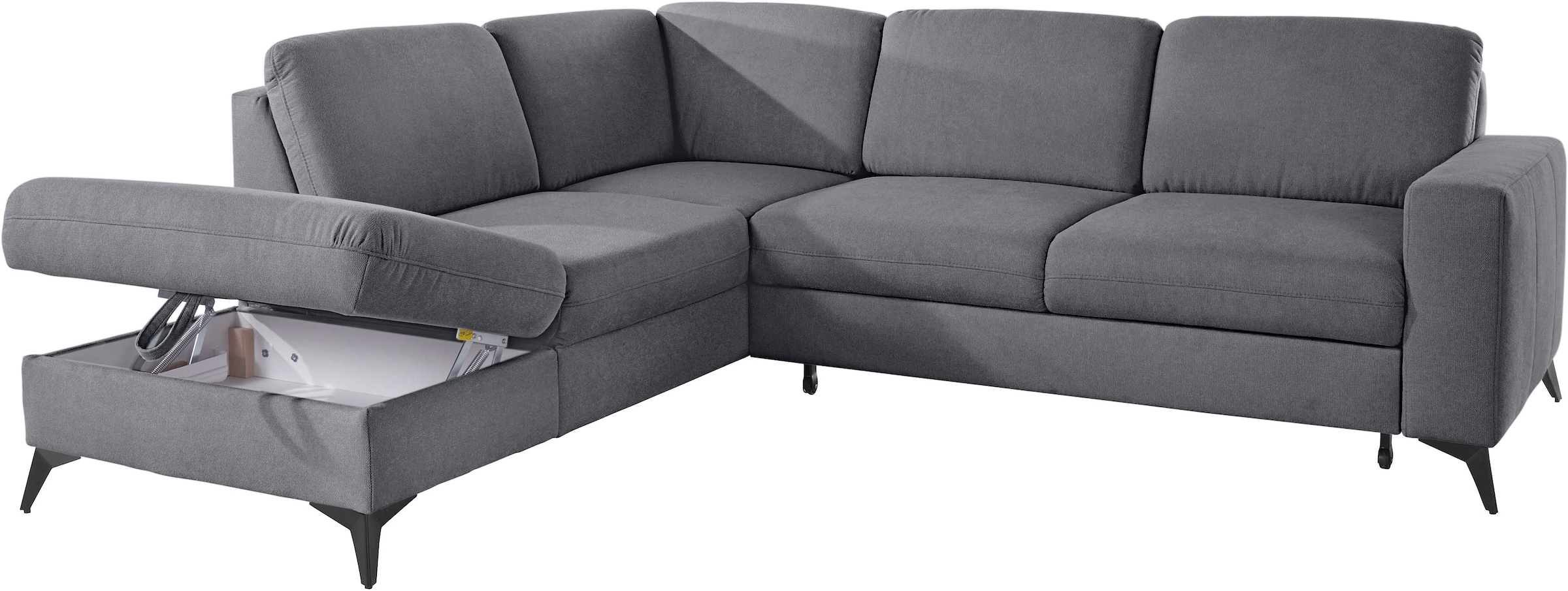 Places of Style Ecksofa »Lolland L-Form«, Wahlweise mit Bettfunktion und Stauraum, auch mit abwischbarem Bezug