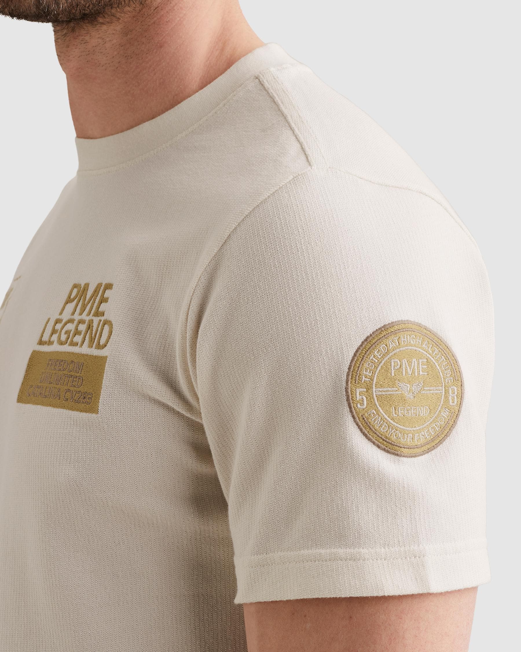 PME LEGEND T-Shirt »Short sleeve r-neck flat waffle jersey« mit Logo Prints