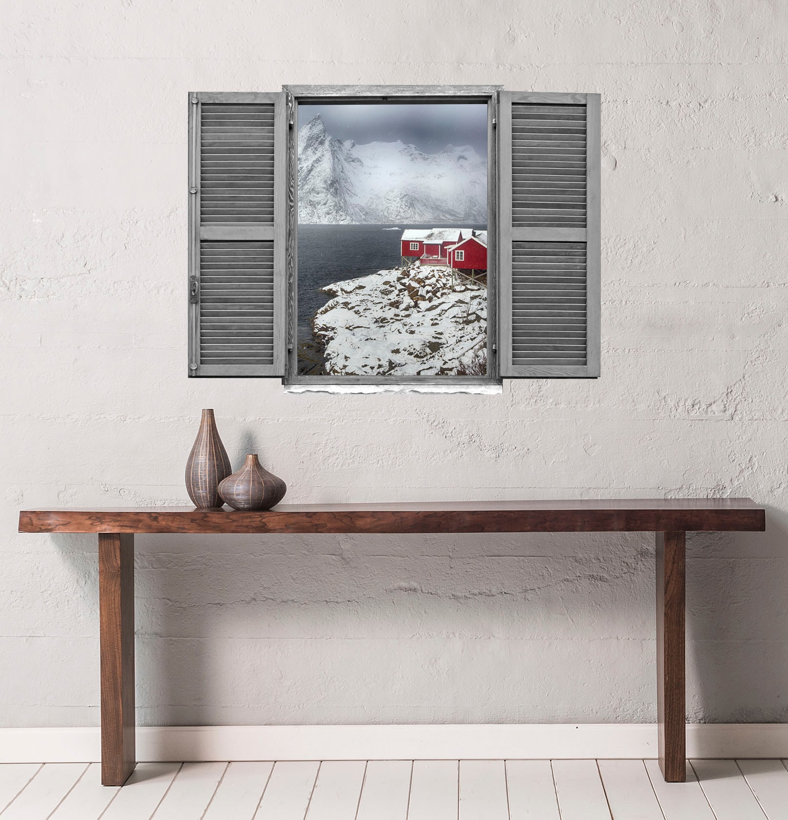 queence Wandtattoo »Norwegen Winter«, (1 St.), Wandsticker, Wandbild, selbstklebend, 3D, Fenster