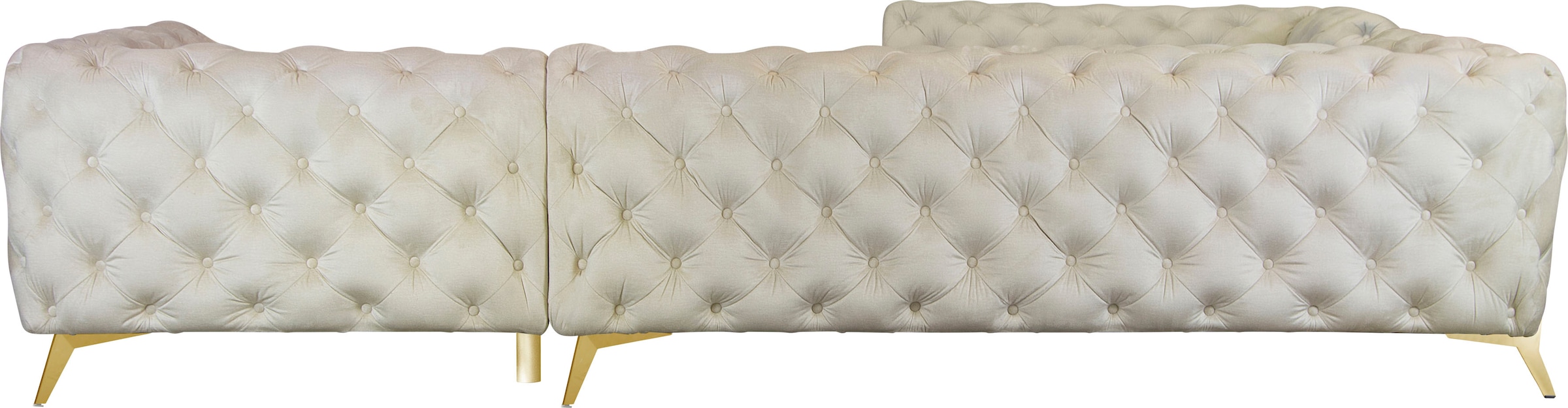 Leonique Chesterfield-Sofa »Amaury L-Form«, großes Ecksofa, Chesterfield-Optik, Breite 323 cm, Fußfarbe wählbar