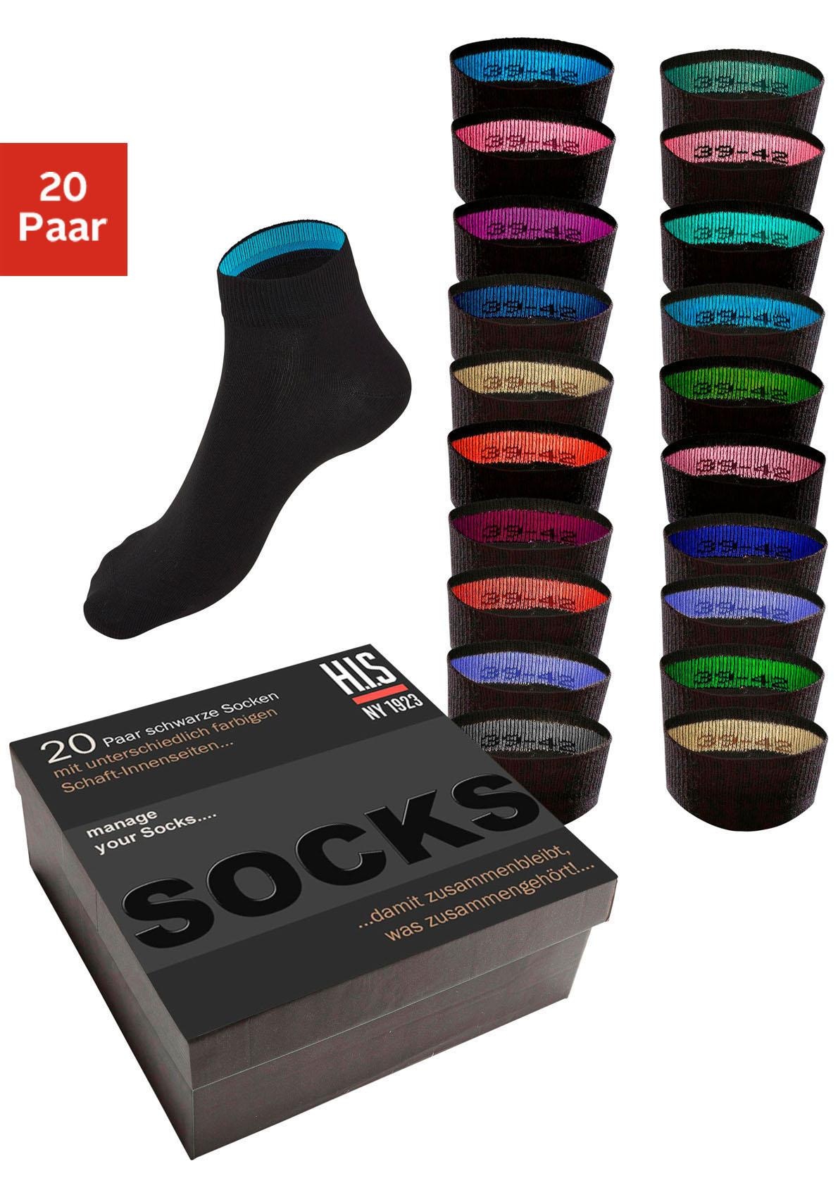 H.I.S Kurzsocken, (Box, 20 Paar), in praktischer Geschenkbox