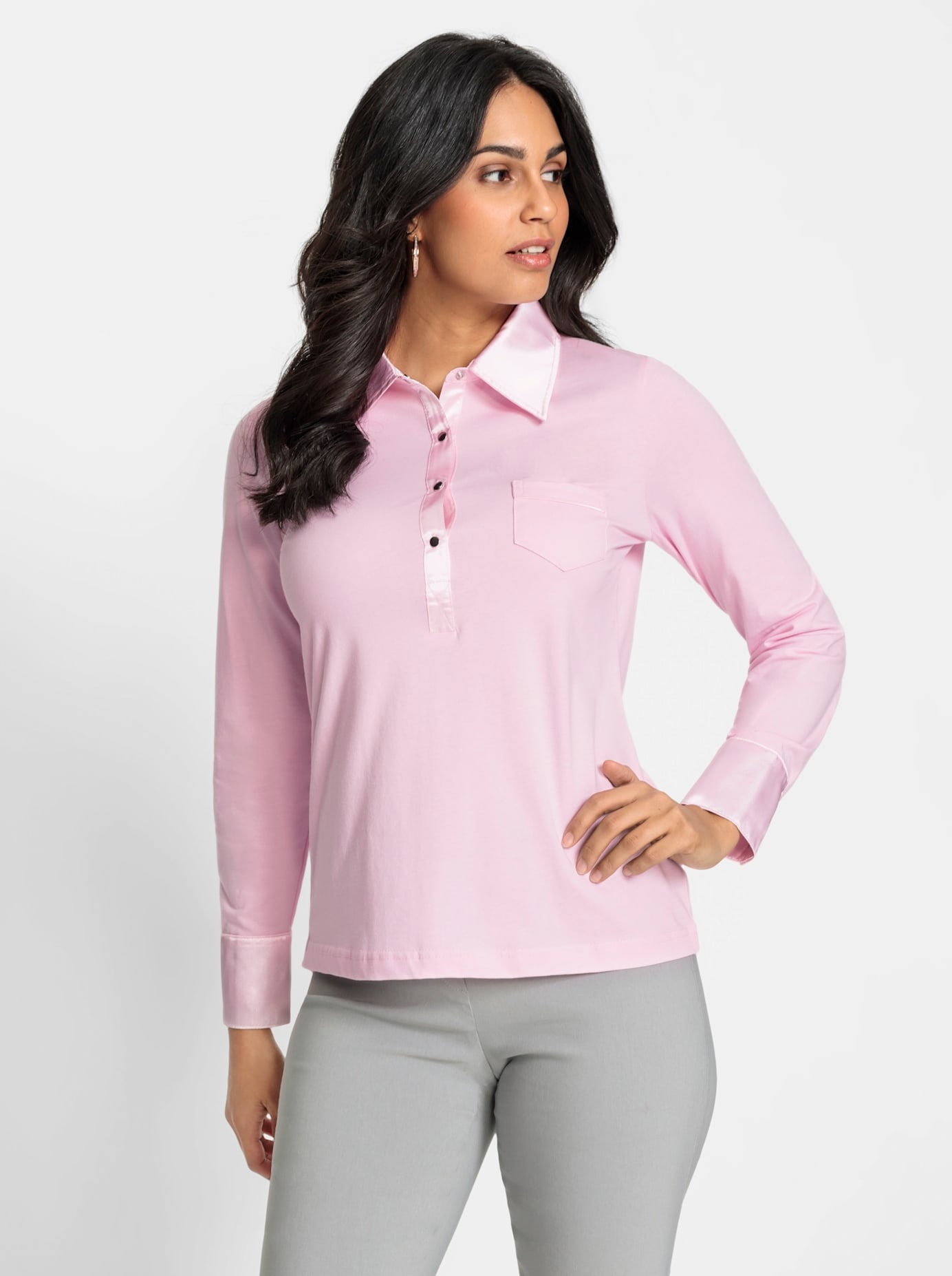 Inspirationen Langarm-Poloshirt »Shirt«, (1 tlg.)