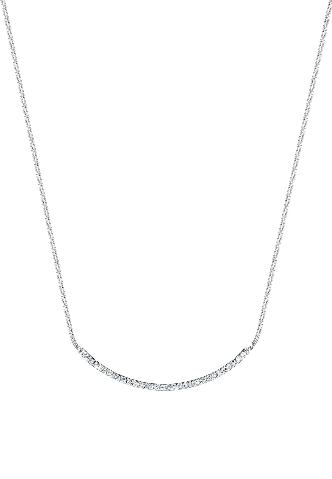Elli Silberkette »Halskette Bogen Glas Kristalle Weiß 925 Sterling Silber«
