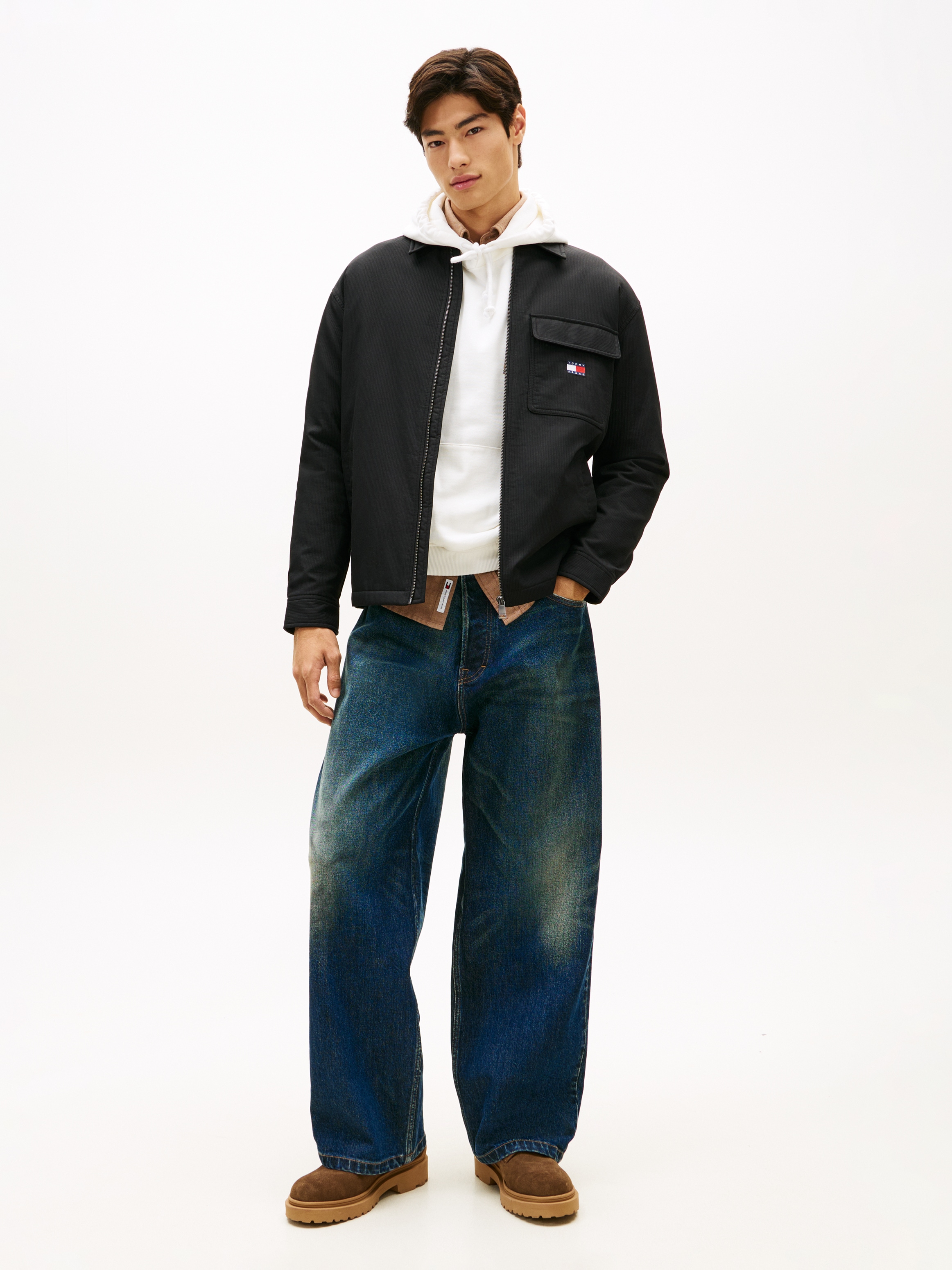 Tommy Jeans Hemdjacke »TJM PADDED TECH CORD« ohne Kapuze Overshirt, lockere Form, wattiert