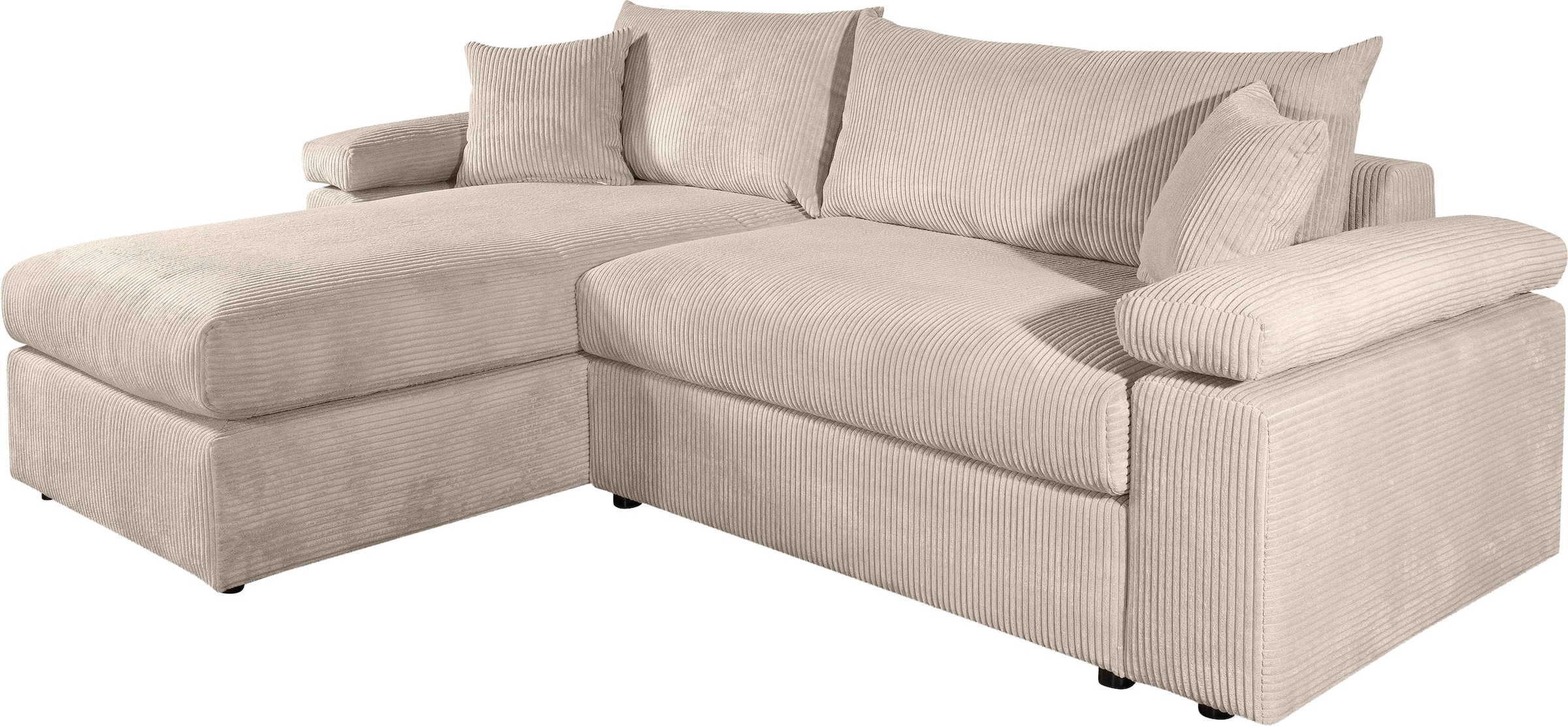 OTTO home Ecksofa »Cosy L-Form, B: 234 cm, Sitzaufbau im Sandwich-Federkern« 2 Zierkissen, Mega-Sofa, Cord oder Struktur weich, Kaltschaumauflage