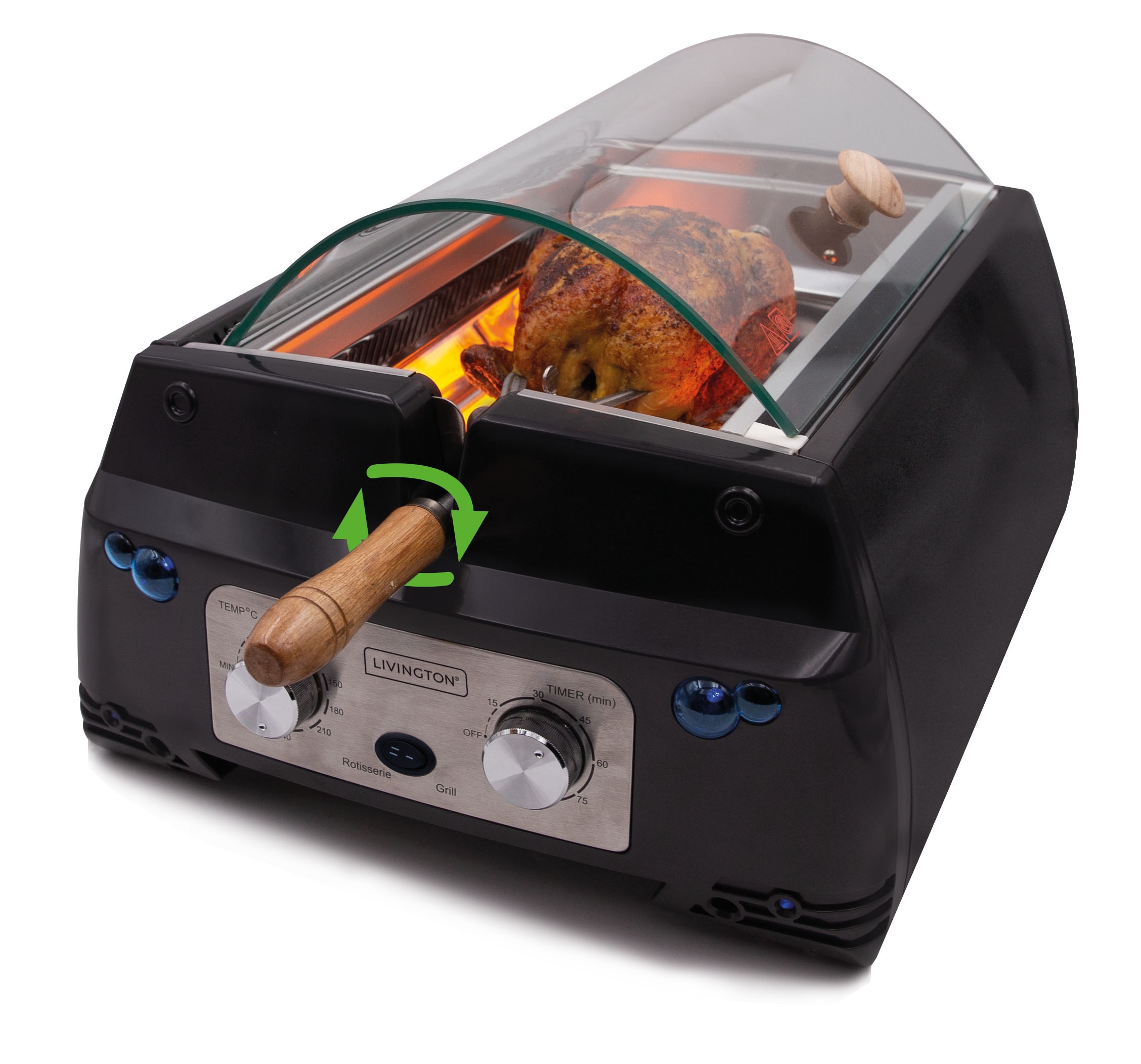 Livington Tischgrill »Rotisserie Chef« 1780 W 2in1 Dreh- & Plattengrill in schwarz