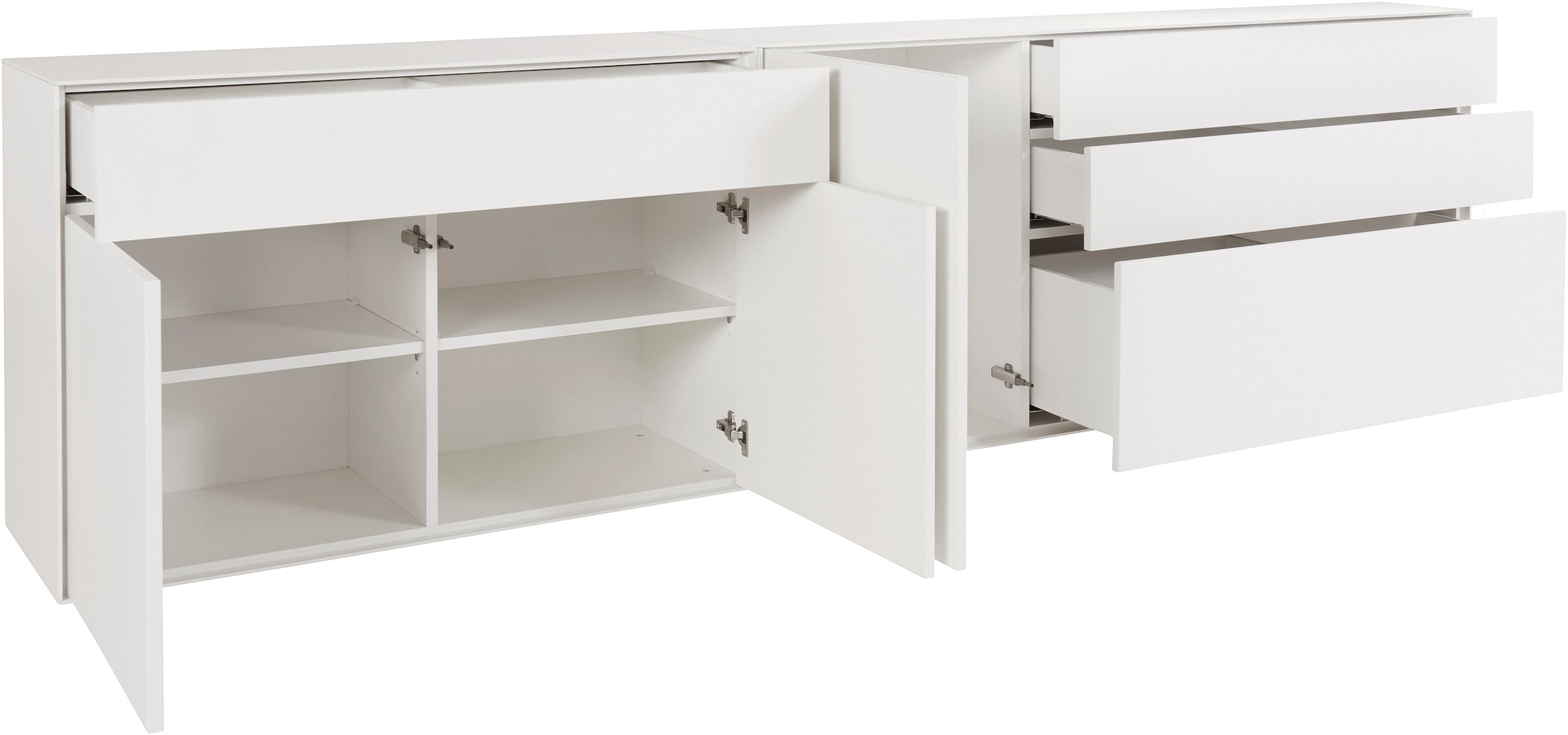 LeGer Home by Lena Gercke Sideboard »Essentials«, (2 St.), Breite: 279cm, MDF lackiert, Push-to-open-Funktion